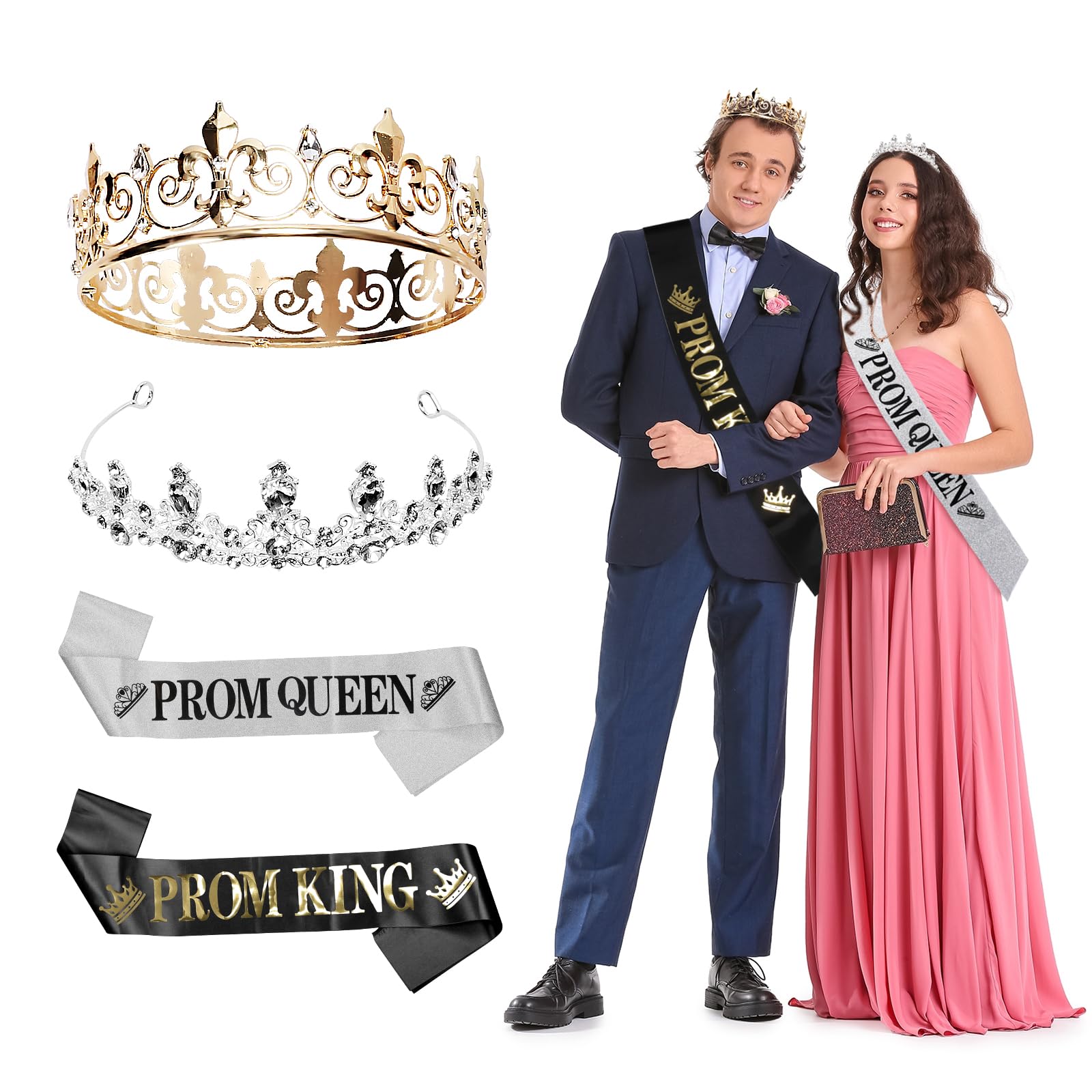 Kronen & Schärpen Für Abschlussball-König & Königin – Glitzerndes Party-Set