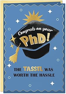 FLYAB Phd Graduation Gift - 5.5"x8" Phd Graduation Card with Envelope Gold Foil Design The Tassel Was Worth The Hassle Congrats Grad Card for Her Him Men Women Daughter Son Granddaughter Grandson