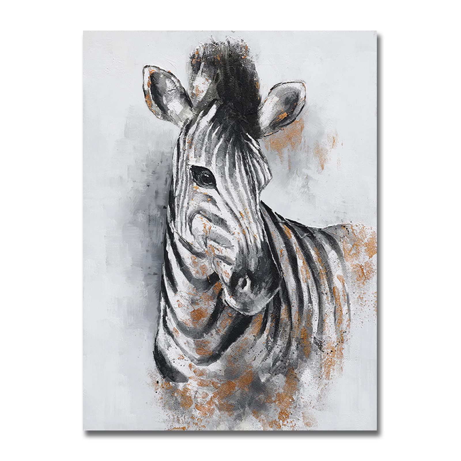 Toile Peintures Abstraites Animaux Africains Zèbre Mur Art Affiches Décoration Imprime Coloré Animal Photos pour La Décoration Intérieure 40x60cm(16x24inch) Cadre Noir
