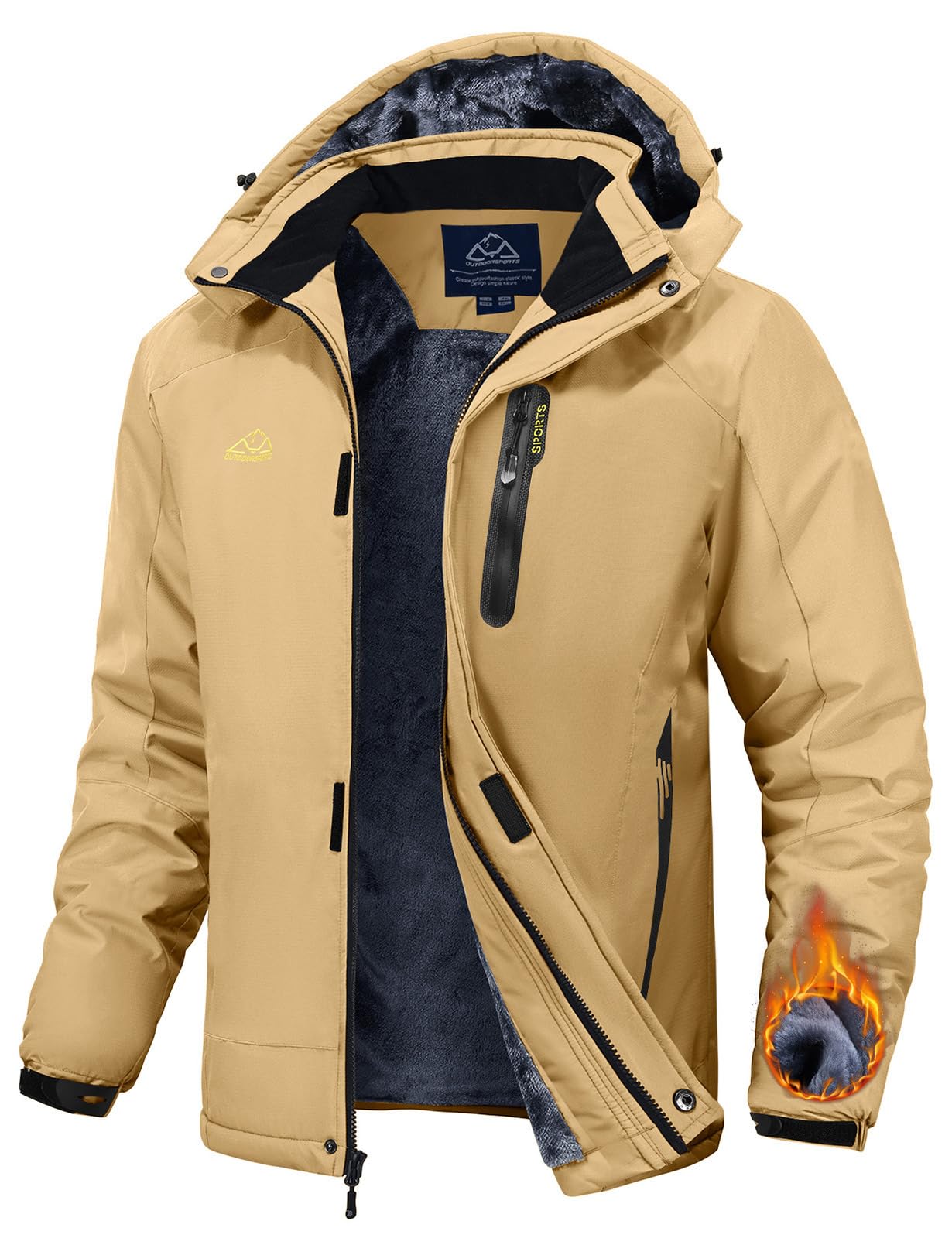 Rdruko Skijacke Herren Winterjacke Snowboardjacke Warme Fleece GefüTtert Winter Jacke Wasserdicht Funktionsjacke Männer Outdoor Wanderjacke mit Kapuze
