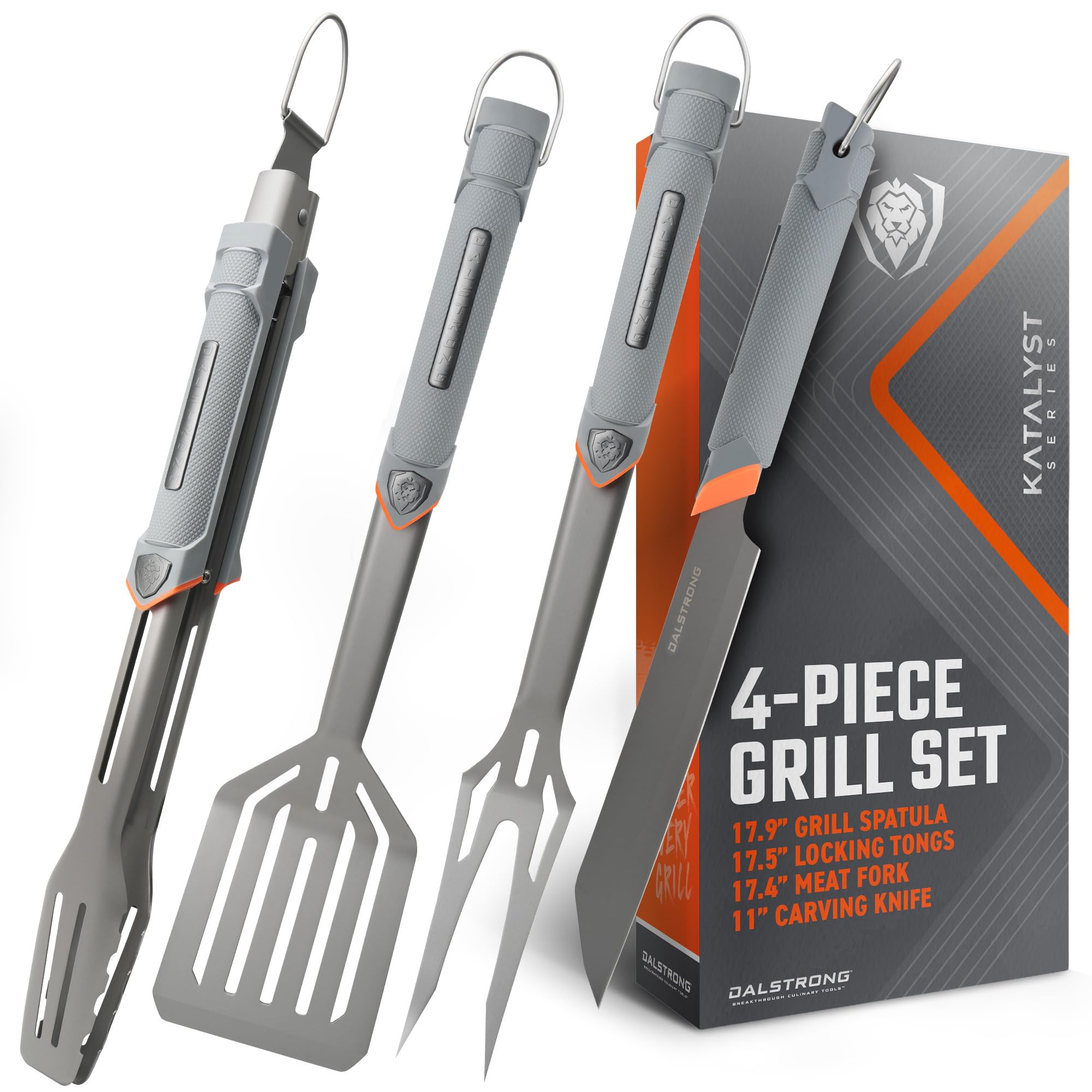 Dalstrong 4-Pc BBQ Grill Tool Set - Knife, Fork, Spatula & Locking Tongs | Katalyst Serie…