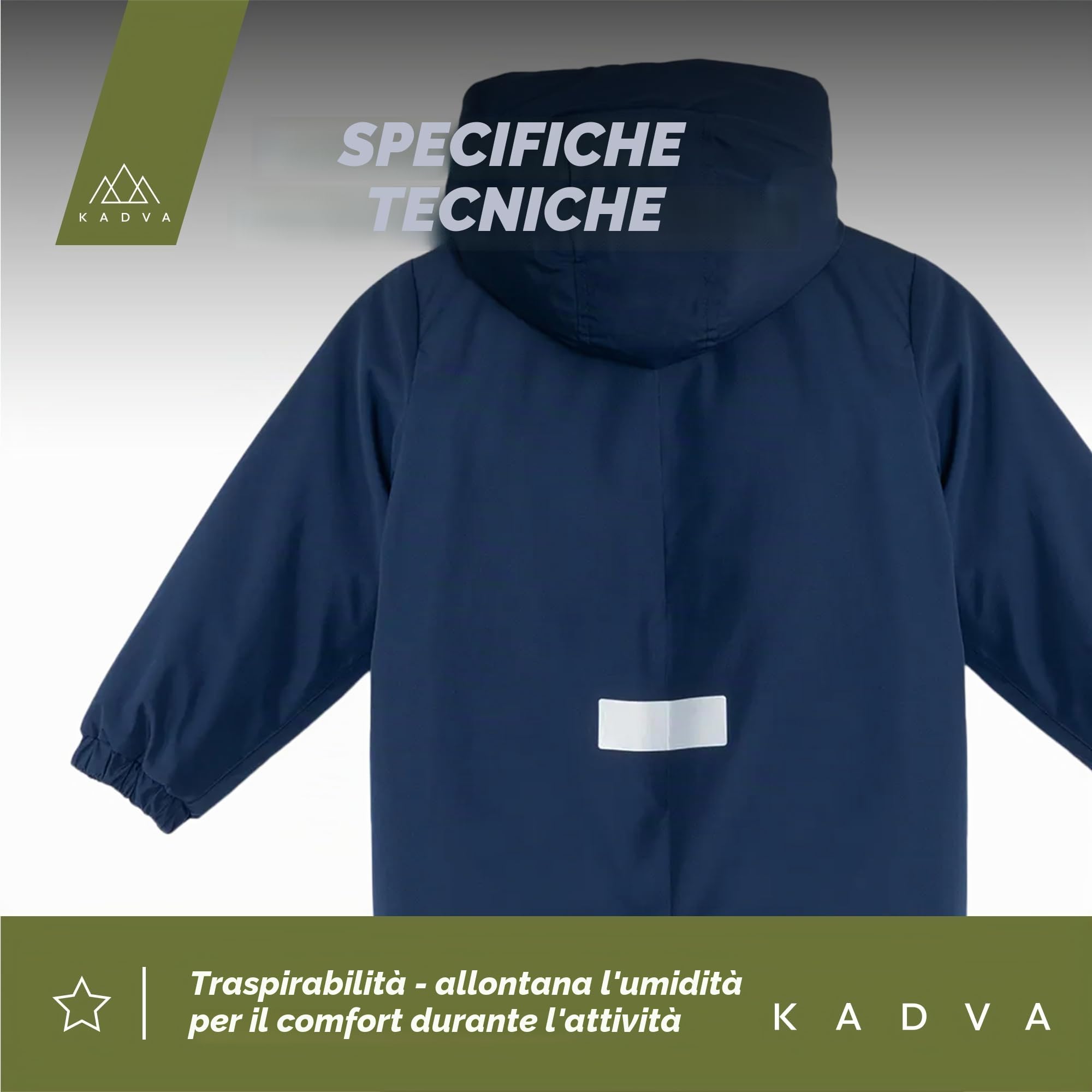 KADVA Kiko Jr - Tuta da sci per bambini, impermeabile, antivento, con catarifrangenti e cappuccio, fodera in pile