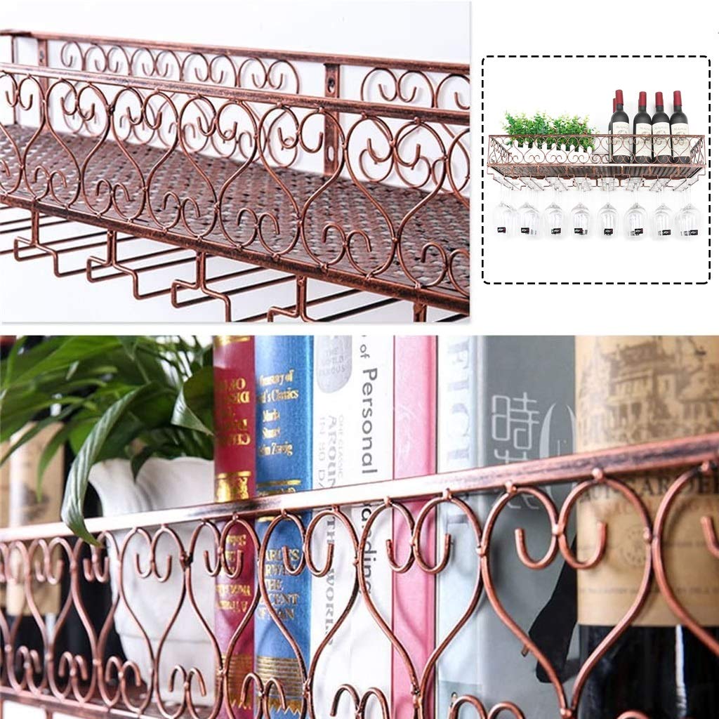 Weinregale, Wandhalter, Weinaufbewahrungs-Organizer, Weinglashalter, Metall, Vintage, Rustikaler Weinflaschenhalter, Weinschrank, Wandregal, Aufbewahrungs-Organizer, Bronze