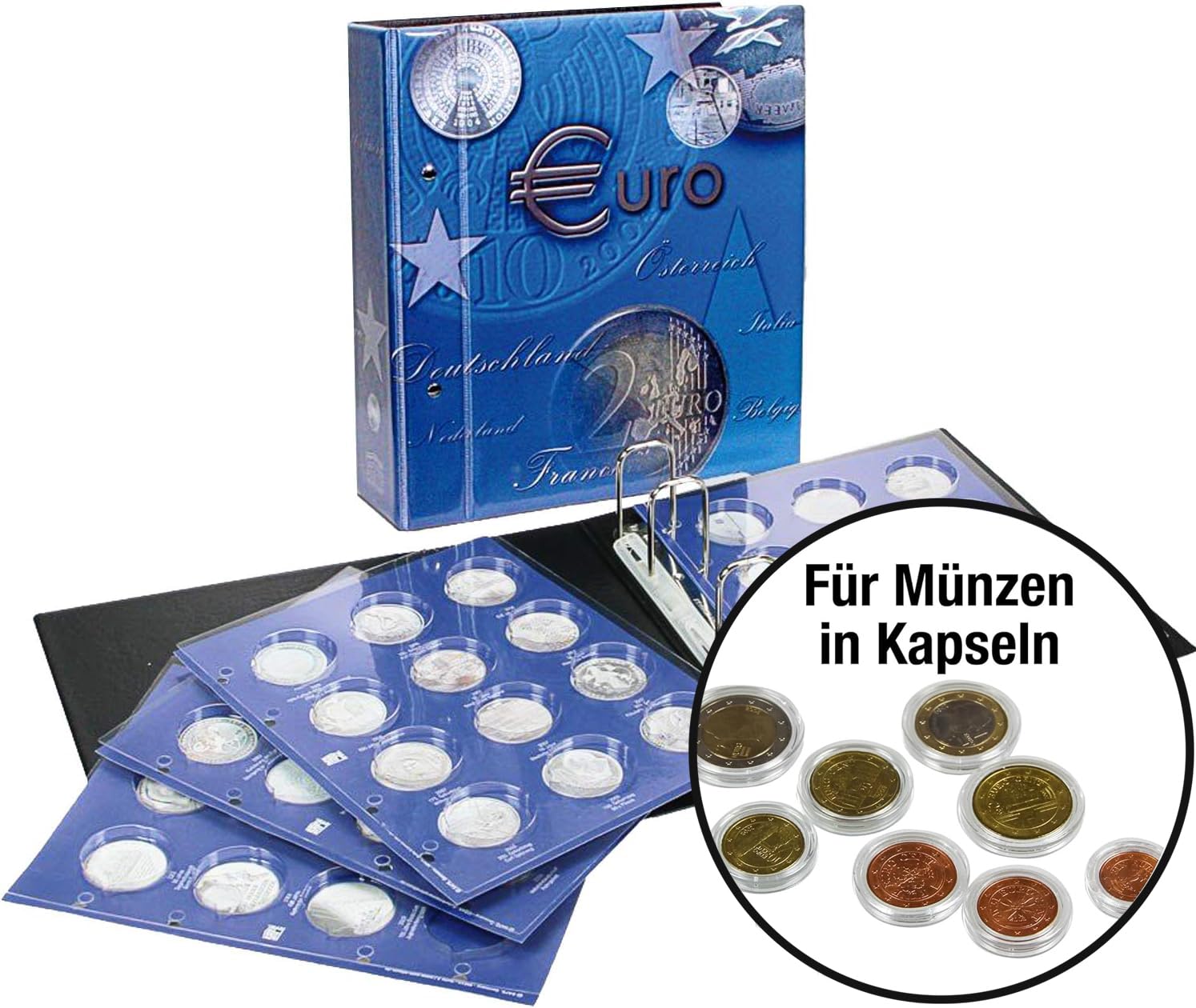 Safe 7311 Album da Collezione Monete da 10 Euro Set Top, Inclusi 7 Fogli Inserti per Monete da 10 Euro in Capsule