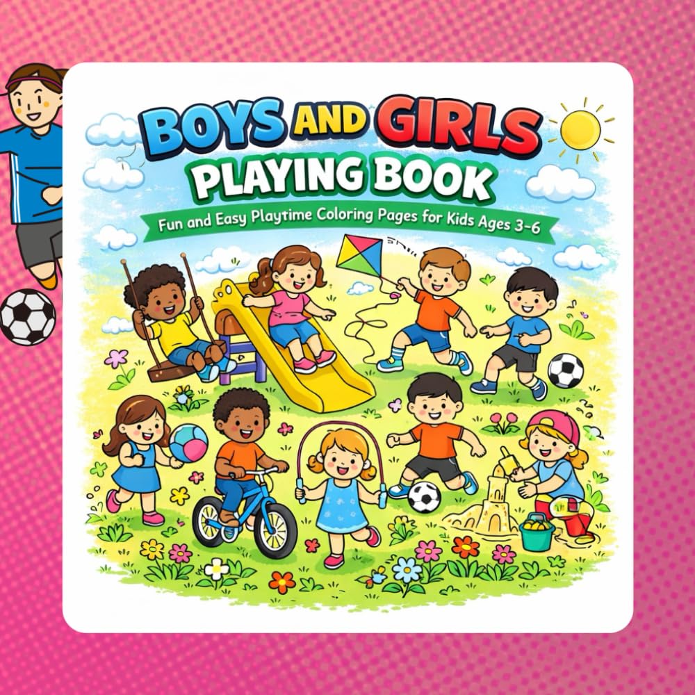Boys and Girls Playing Coloring Book: Fun and Easy Playtime Coloring Pages for Kids Ages 3–6
