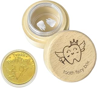 여아 및 남아용 Tooth 요정 선물 치아 요정 상자 동전 투명 병 금박 보상 동전 나무 아기 기념품 상자 잃어버린 치아 어린이 생일 부활절 선물