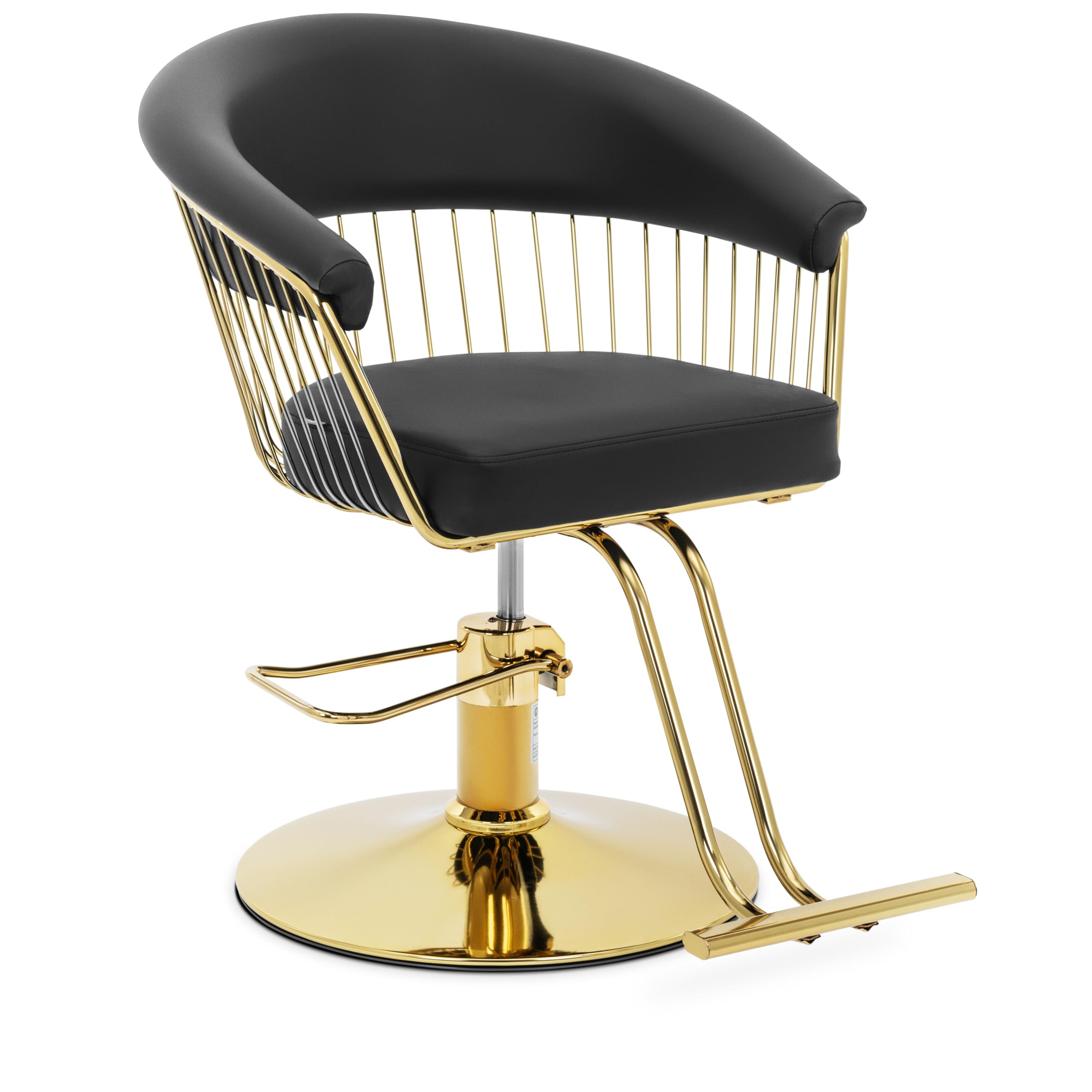 Physa Friseurstuhl mit Fußstütze golden schwarz 360° drehbar Edelstahl Kunstlederbezug 200 kg Barberstuhl höhenverstellbar