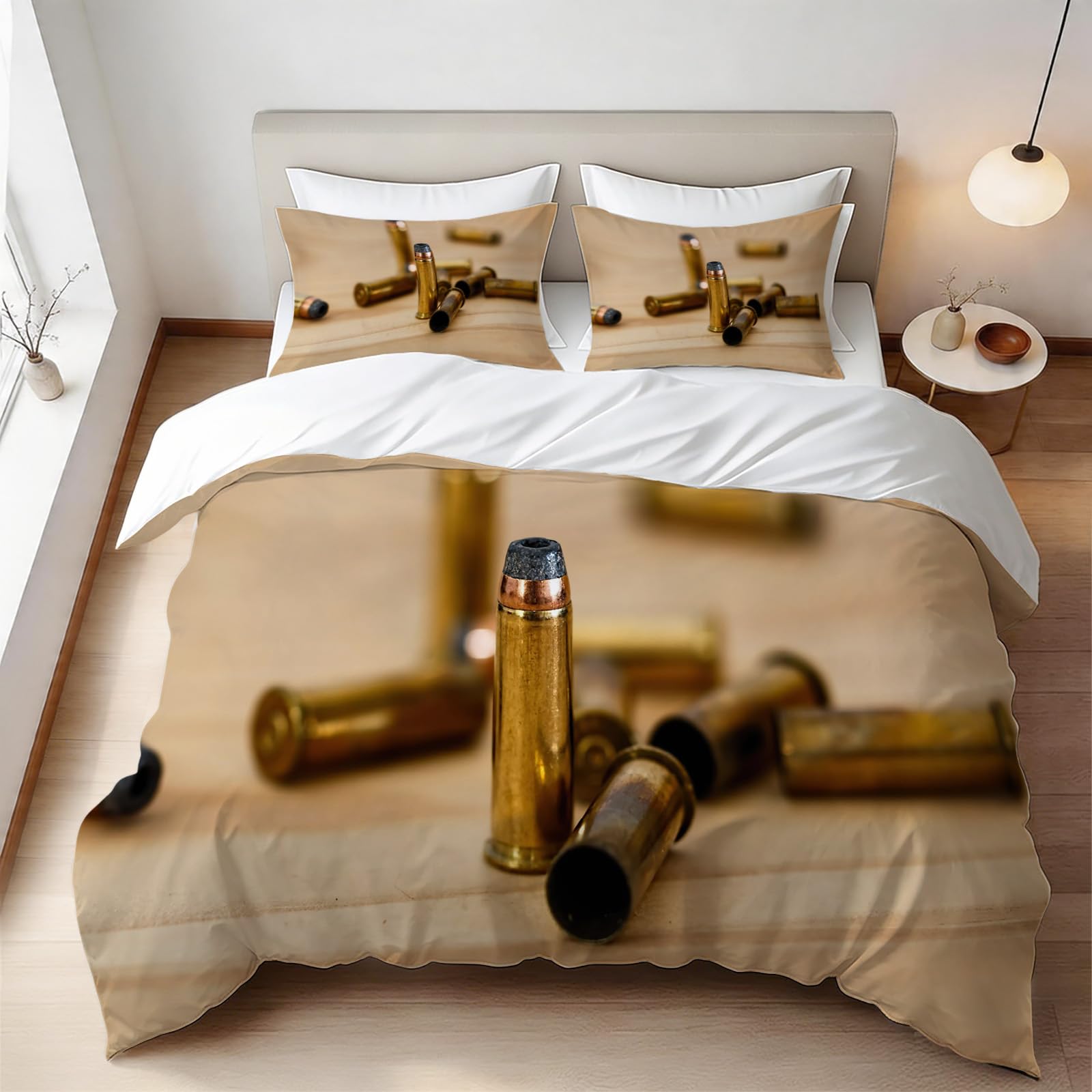 Housse de Couette Tête de Balle Lit 220x240 Ambiance Militaire pour Chambre d'Ado ou Adulte