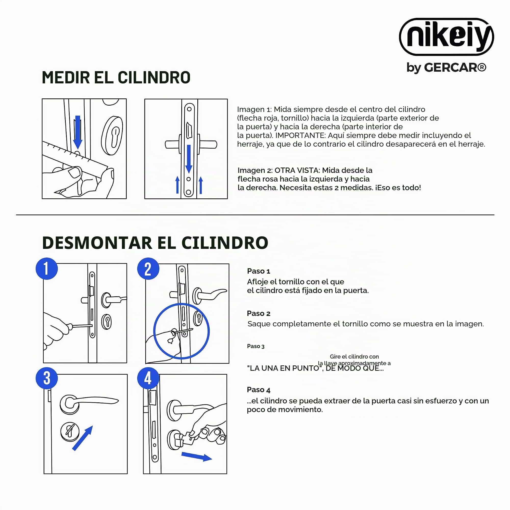 GERCAR Juego de 4 cilindros para perfil, cierre uniforme, 60 mm, cilindro doble 30/30, latón mate, incluye 10 llaves, longitud: 60 mm, A: 30 B: 30-4 x