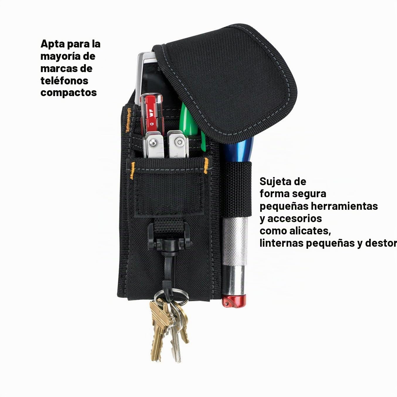 CLC Custom Leathercraft 1105 - Soporte para teléfono Celular y Herramientas de 5 Bolsillos, Color Negro, pequeño