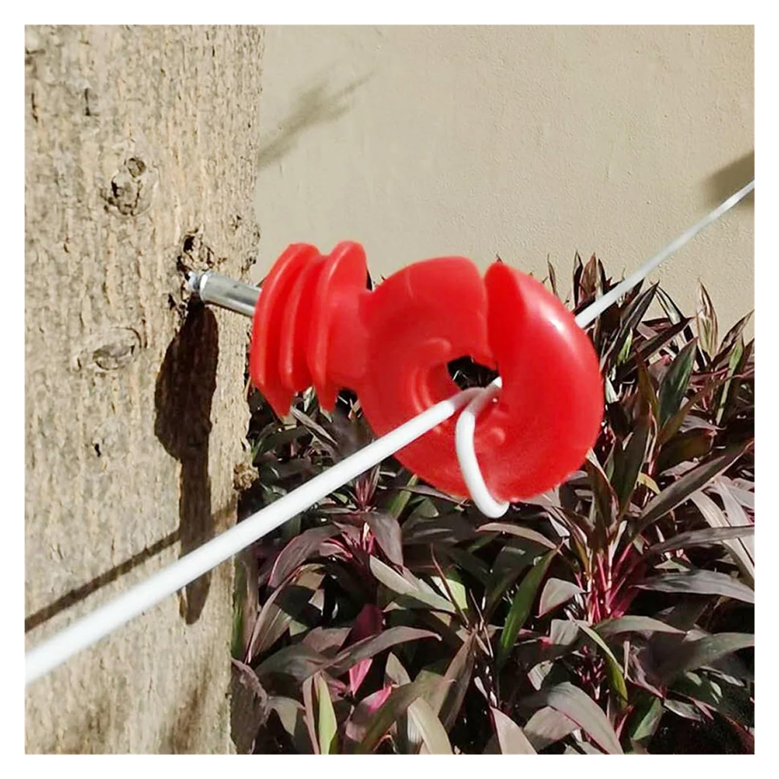 100 Pcs Elektrische Zaun Isolator Schraube-in Valla Aislante Ring Post Holz Poste Isolant Weide Garten Liefert Zubehör Werkzeuge(100 red insulators)