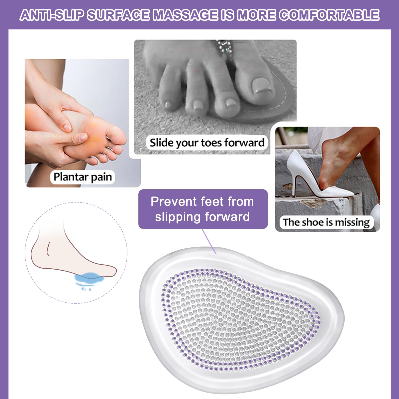 Almohadillas metatarsianas para mujer, almohadillas de gel para el antepié, almohadillas para zapatos, almohadillas reutilizables para aliviar el dolor durante todo el día, cojines de bola de pie,