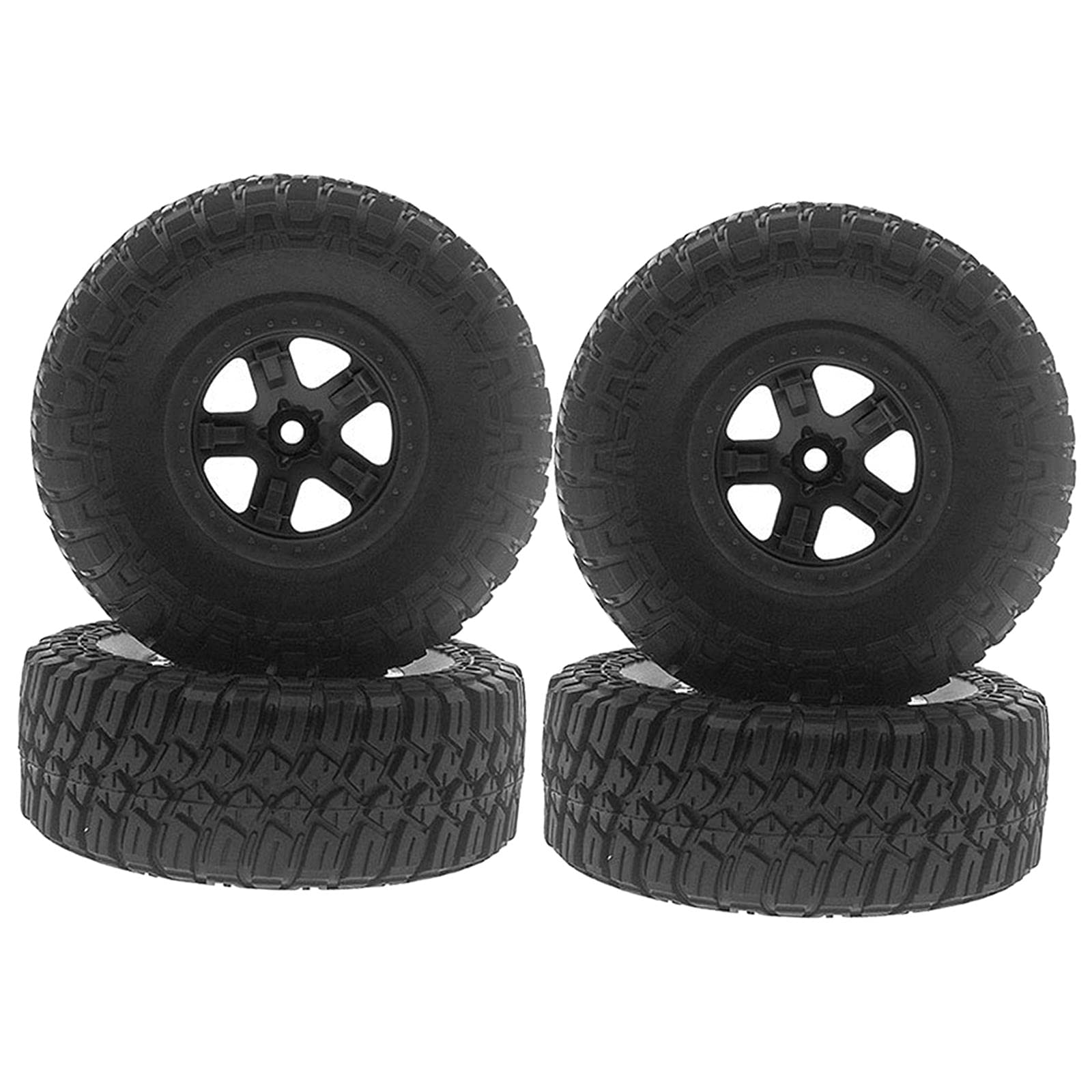 Colcolo 4pcs Rubber Tires & Wheel Rims Set for Stampede Slash VXL XL5 2WD RC Crawler Car 1:10 Short Course Truck Spare accessories , Black