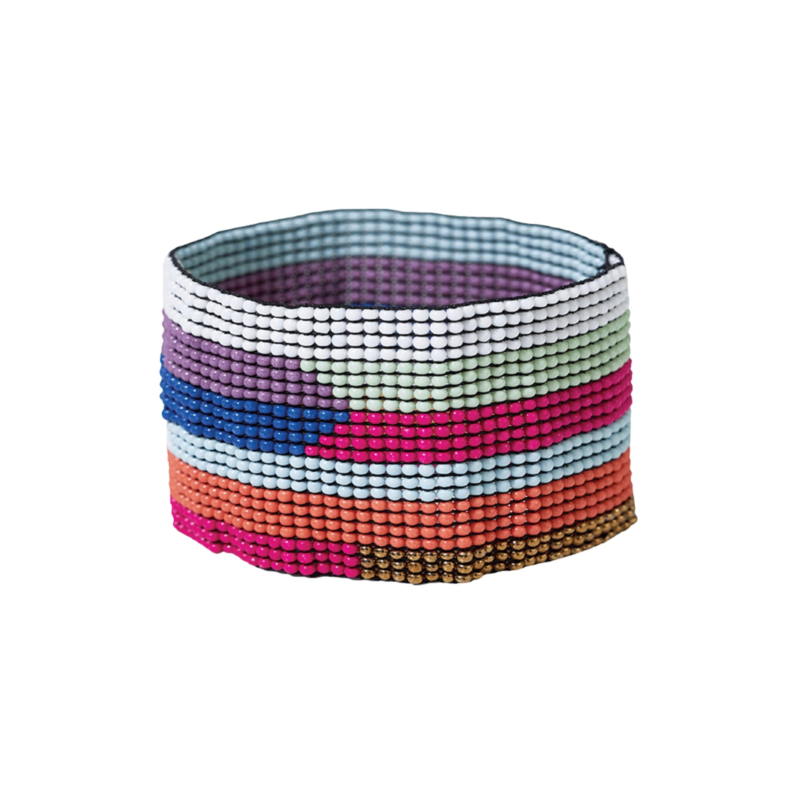 INK + ALLOY Beaded Bracelets for Women, Penelope Boho Seed Bead Stretch Cuff Bracelet, Handmade Jewelry for the Modern Bohemian, 1.5-Inch Width