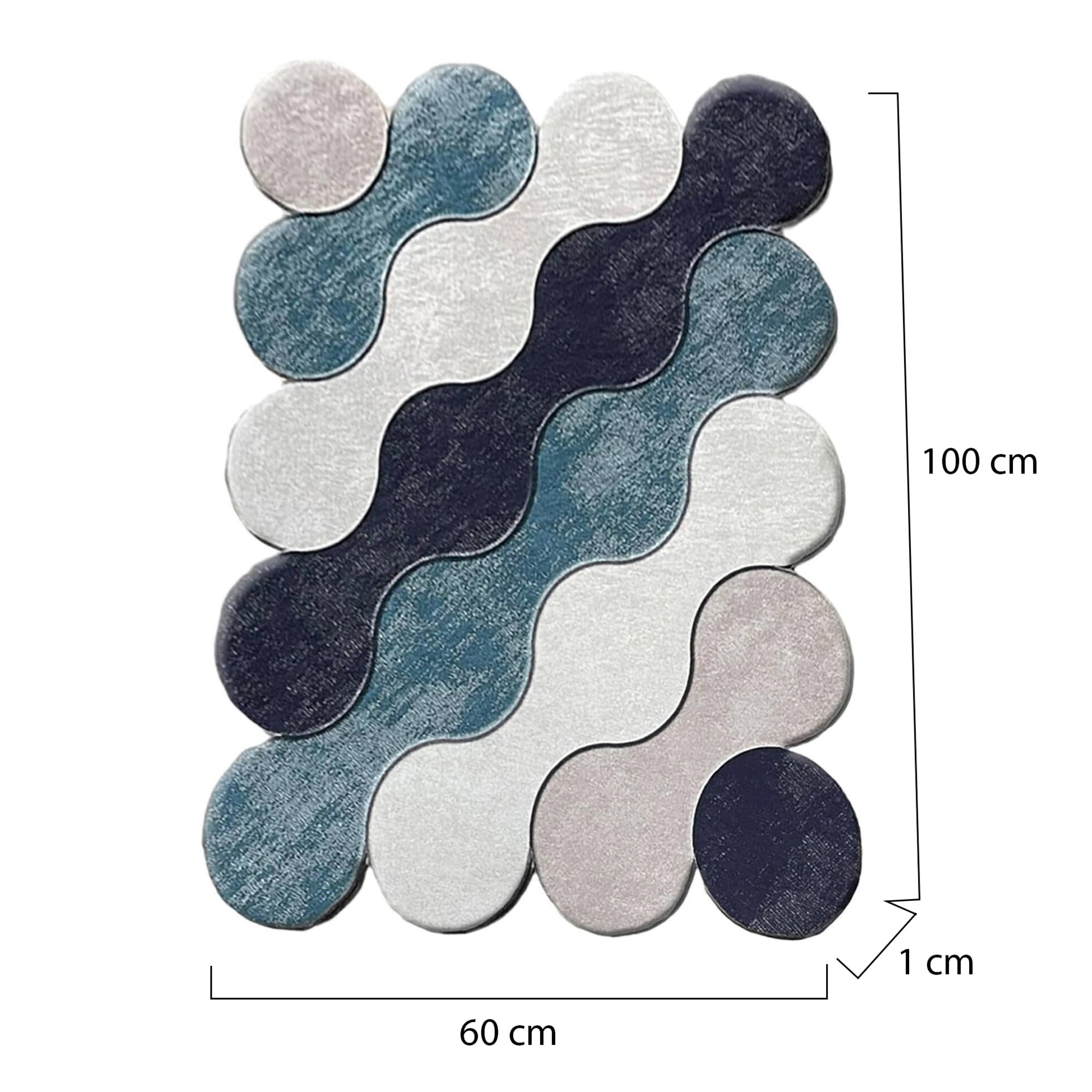 Dmora Alfombra de Baño Locri 100x60 cm azul, Forma Rectangular, Lavable en Lavadora, Antideslizante