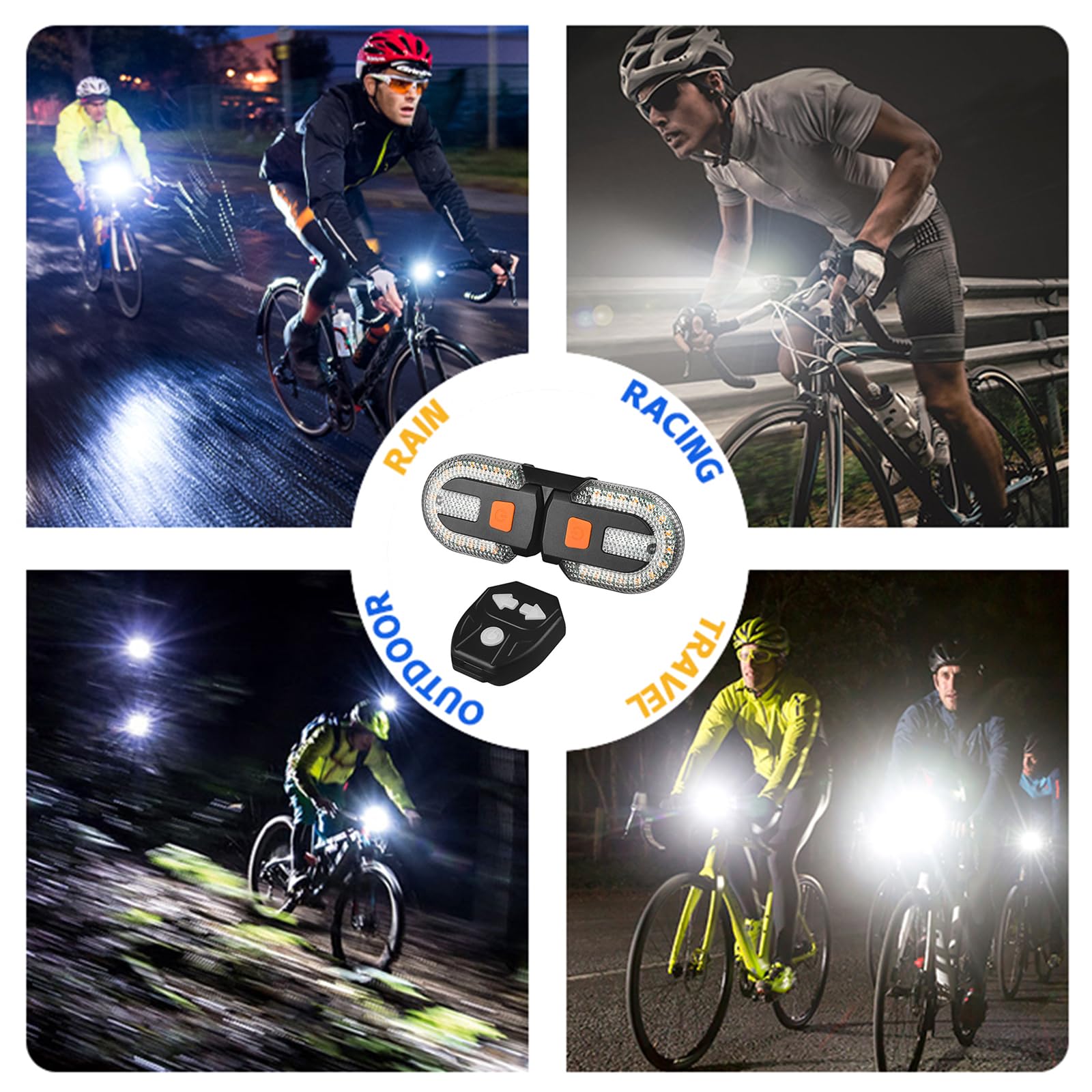 Clignotants de vélo avec télécommande sans fil, lampe arrière LED rechargeable, étanche IPX44 pour vélo de nuit