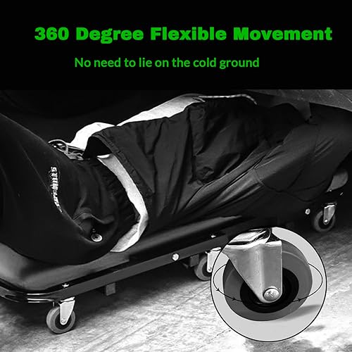 Miniatura 4 de BHTOP Mechanic Creeper, asiento Z-Creeper de 300 libras, 36 en 2 en 1, silla de garaje ajustable plegable con 6 ruedas para garaje, tienda,