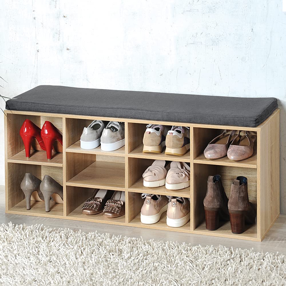 Kesper - Zapatero con cojín, decoración en Madera, Color Roble, 103,5 x 31 x 12 cm