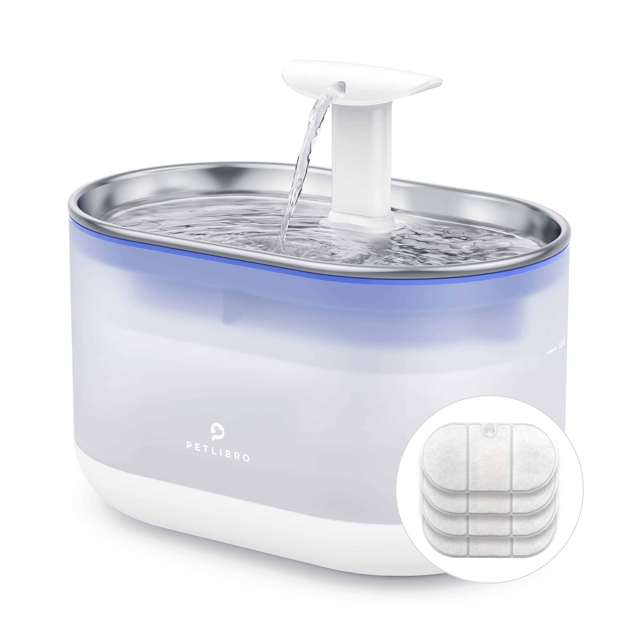 Buy PETLIBROCat Water Fountain Stainless Steel,Ultra Quiet,71fl oz/2.1L ...