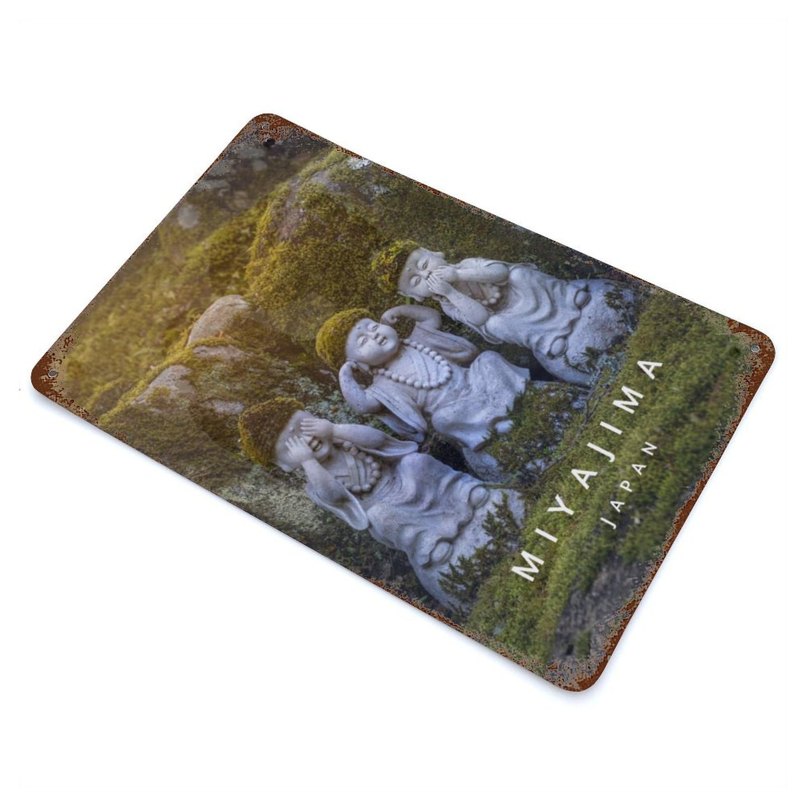 Decorative Tin Sign Miyajima Statue 11.8"x7.9", Novelty Wall Decor for Shed, Workshop And Garage Wall Decor