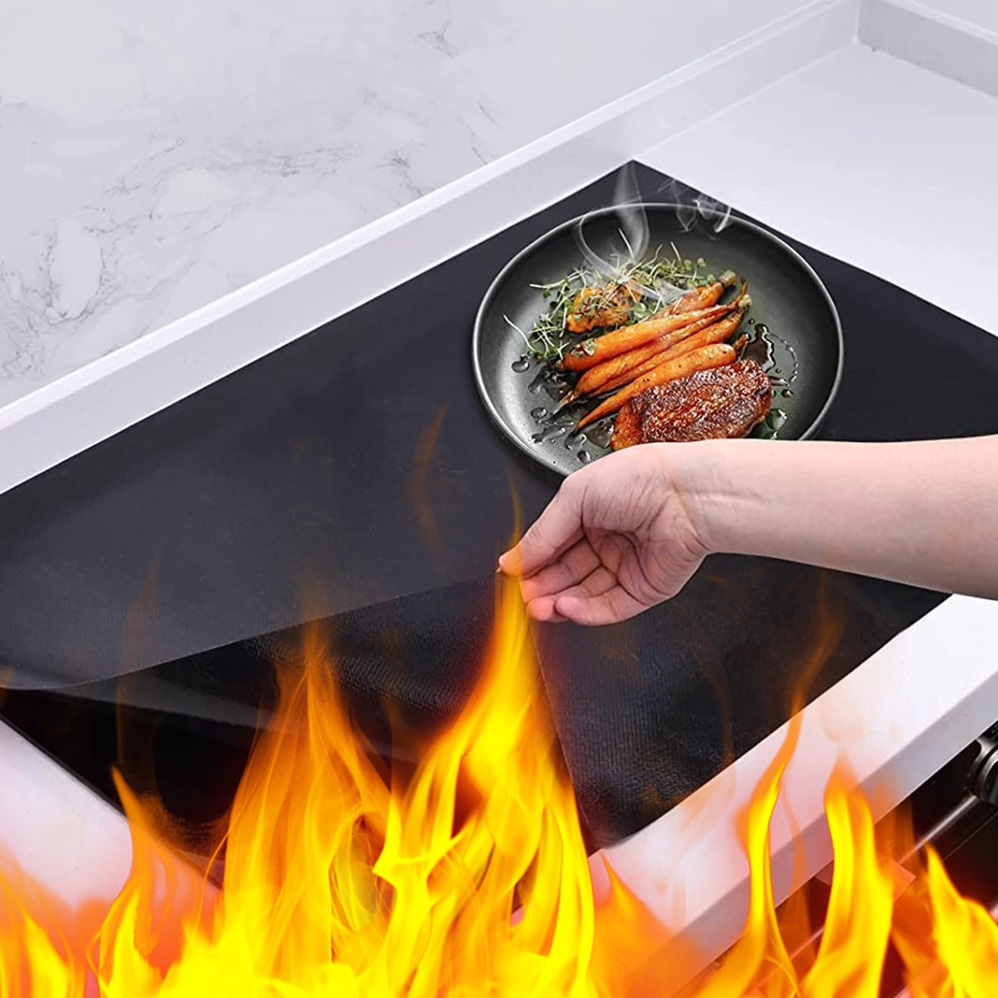 51 x 63 cm / 20 x 25 in Induction Grease Mat for Home Use, Scratch Protector for Induction Stove, Multifunctional Mats, Induction Mat