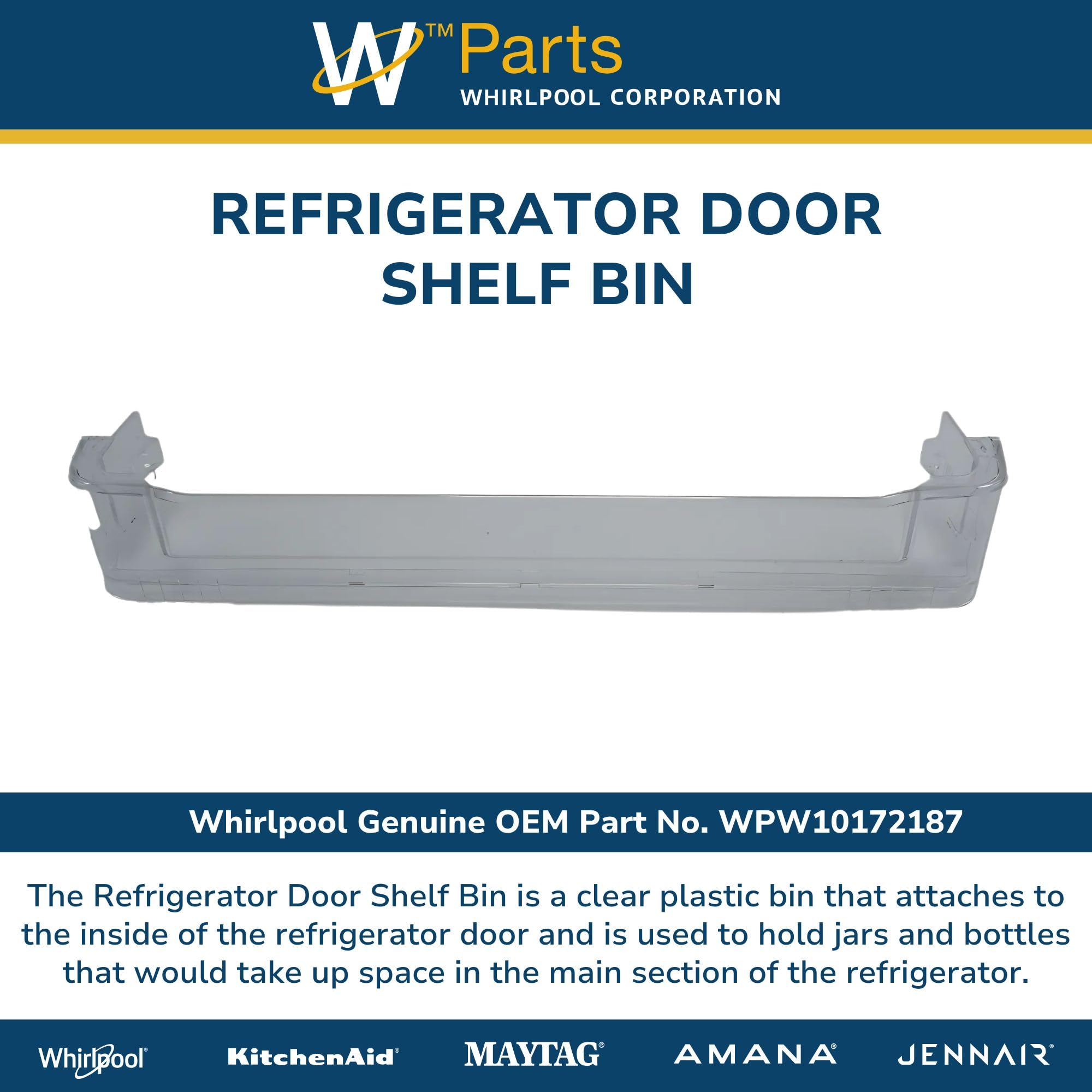 Amazon.com: Whirlpool WPW10172187 OEM Refrigerator Door Shelf Bin