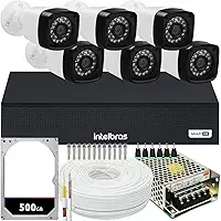 Kit Dvr Intelbras 8 Canais H.265 6 Câmeras Full Hd 20 Metros