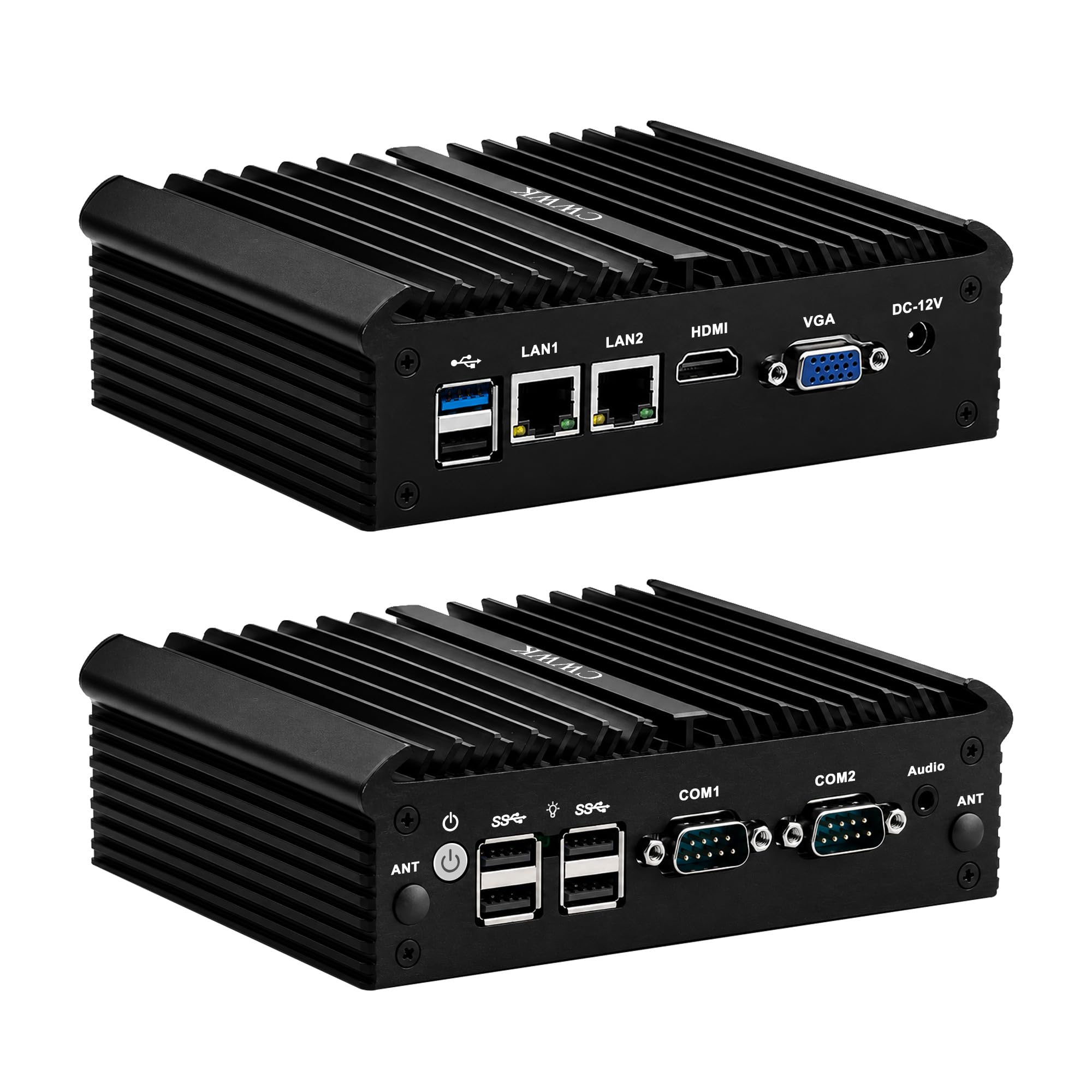 CWWK Mini PC Fanless Industrial N2840, 2X RS232/RS485 COM, 2 x Gigabit LAN, Micro Embedded Mini Computer Box, 8GB RAM 128GB mSATA SSD, Support SIM, mPCIe, SATA, HD, VGA, 6USB