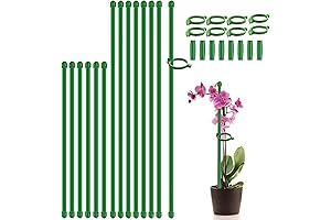 Adjustable Length Potted Plant Support Stakes with Clips