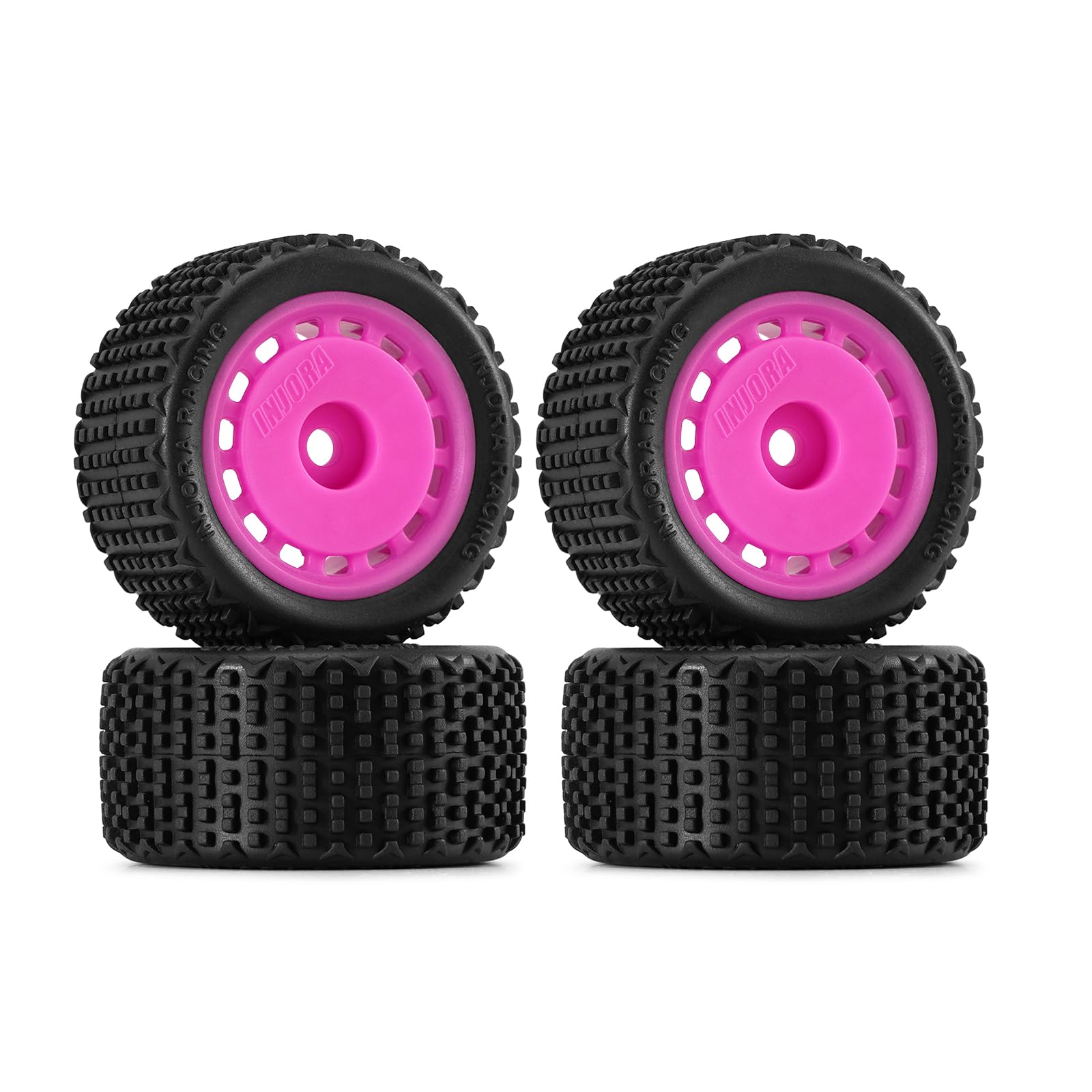 INJORA Pre-mounted Pin Buggy Tires & Wheels for 1/28 Losi Micro-T,4pcs