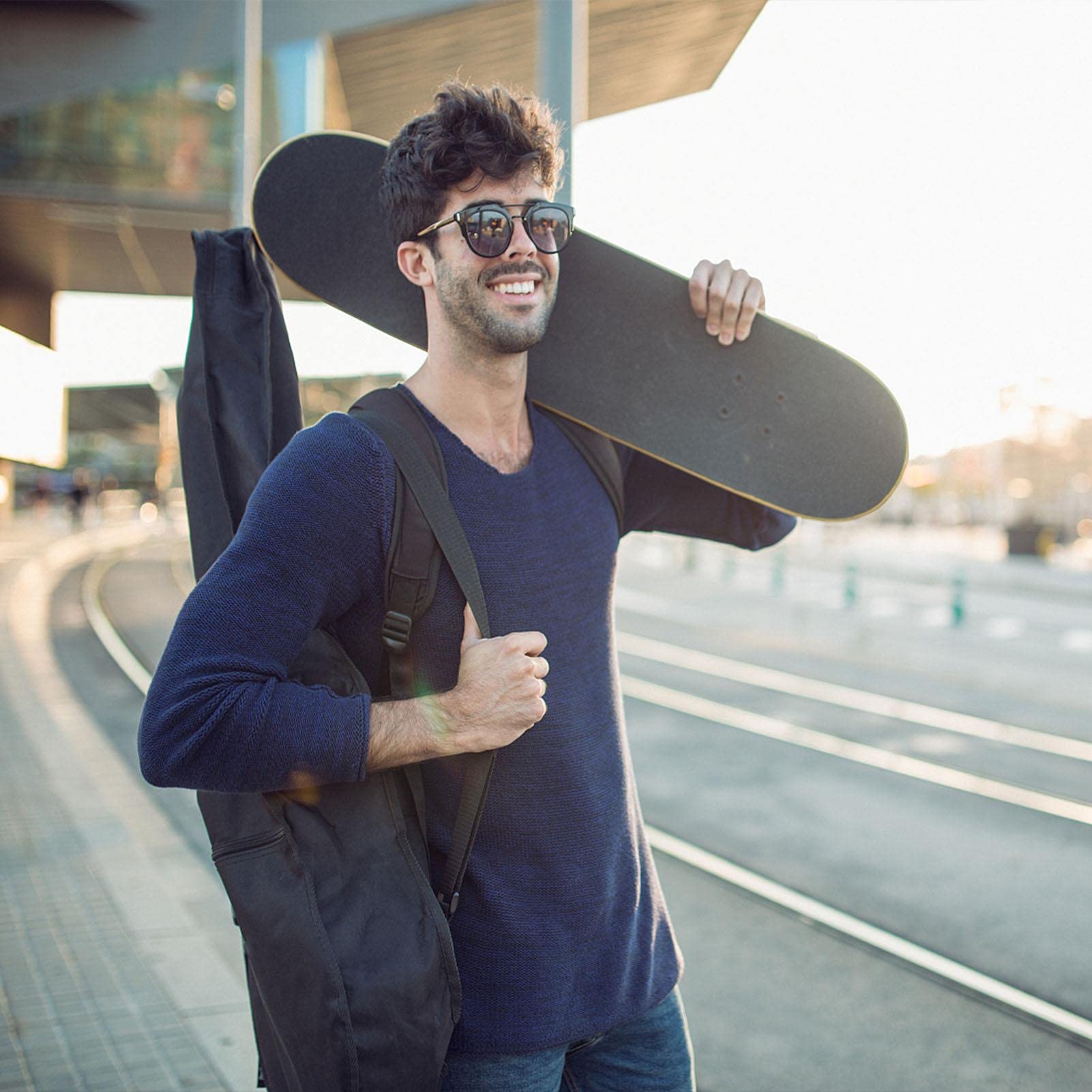 Skateboard Bag – Bolsa Longboard Impermeable Mochila de Almacenamiento para monopatín Longboard Bolsa de Transporte Accesorio, Negro