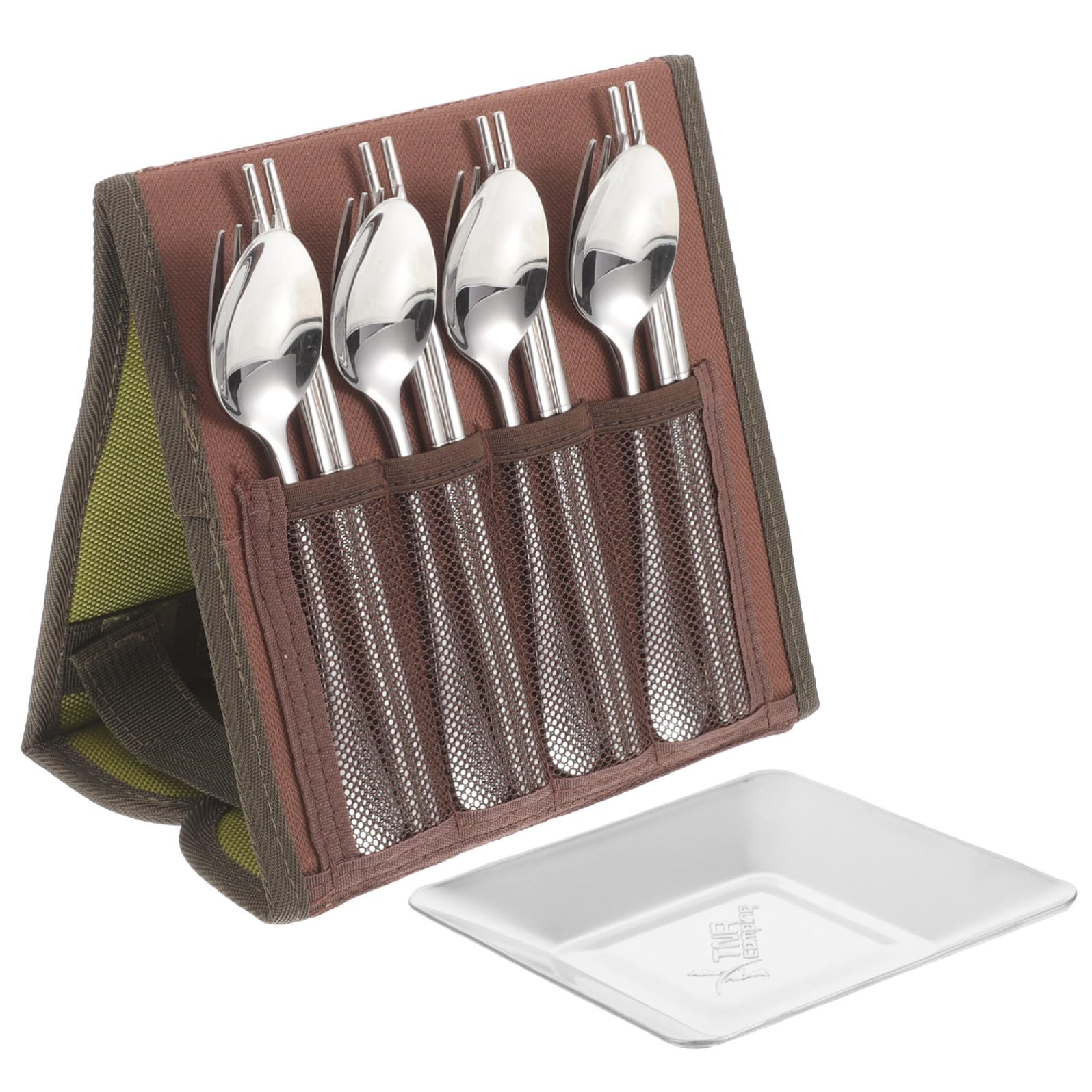 Outdoor Campingbesteckset aus Edelstahl mit Teller, Löffel, Gabel