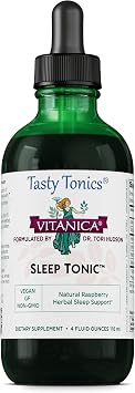 Vitanica Sleep Tonic, Natural Liquid Sleep Aid Supplement, Dr. Formulated, Relaxation and Calm Support for Adults, Stress Relief, Valerian Root, Lemon Balm, Passion Flower, Vegan, 4 Ounce