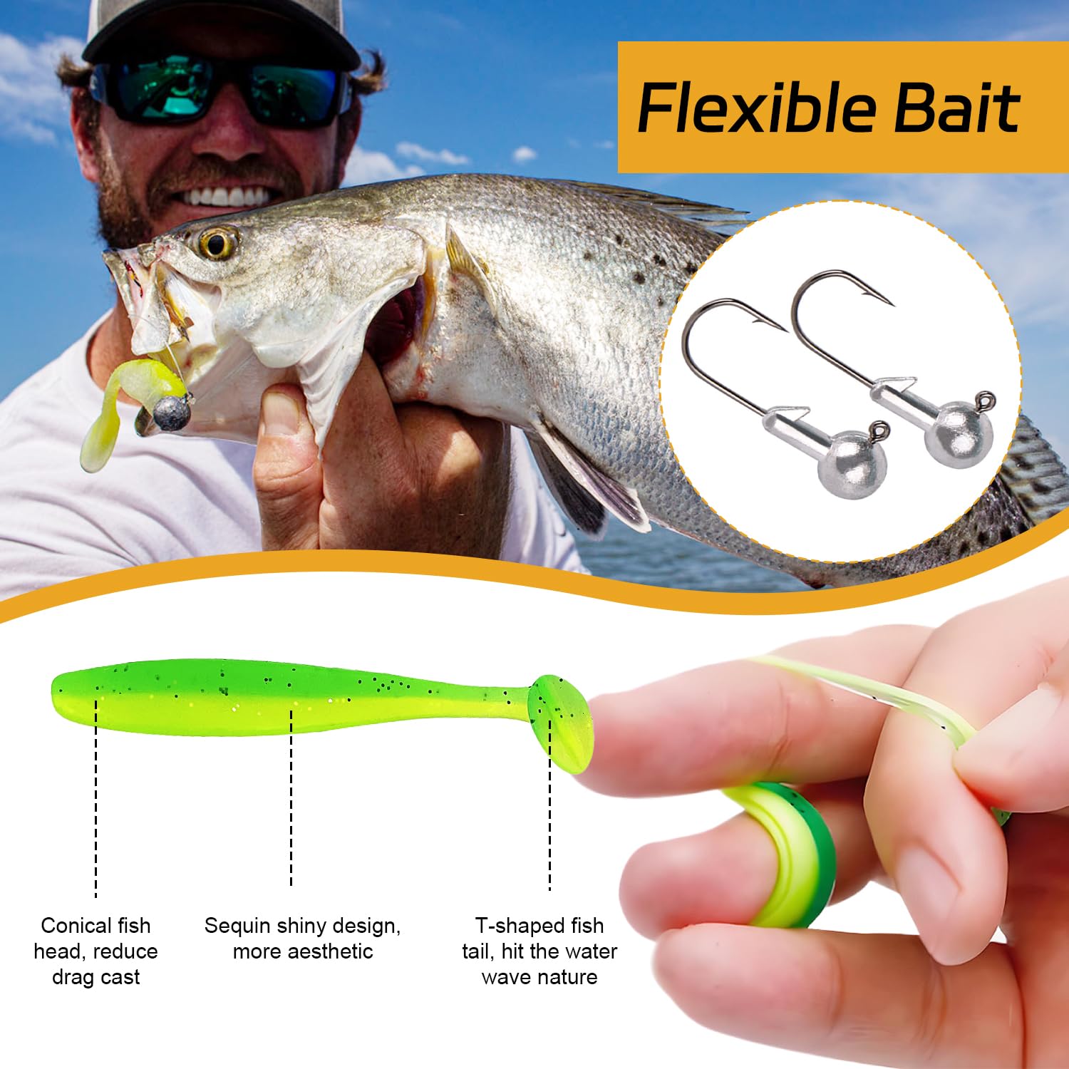 Señuelos Pesca Jig y Bait 48 Piezas 9cm 12cm 1g 2.5g Kit Spinning Lucio Black Bass