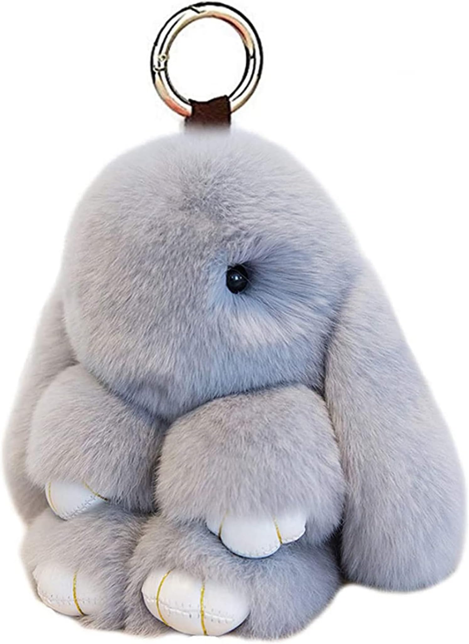 Soft Cute Rabbit Fur Pom Pom Keychain Fluffy Real Rex Bunny Keychain Decoration