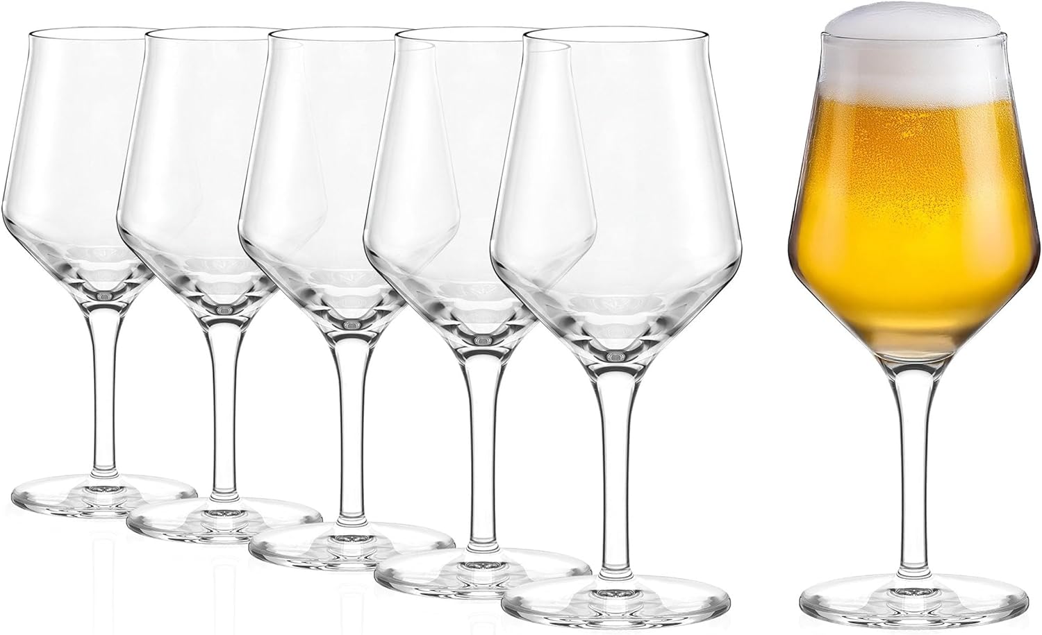 Stölzle Lausitz Craft Beer Glasses Set of 6 – 13 oz Elegant Crystal Glass for Pils and Handcrafted Beer – Stylish Beer Tulip Design – Durable, Dishwasher Safe – Made in Germany with Precision