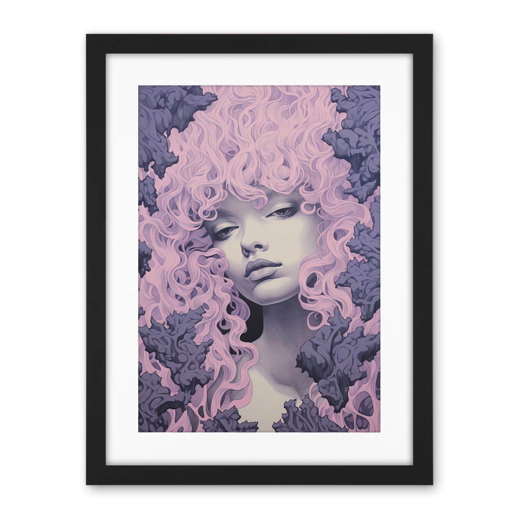 Artery8 Tree Nymph Lavender Purple Pink Woodland Forest Spirit Conceptual Artwork Framed Wall Art Print 18X24 Inch