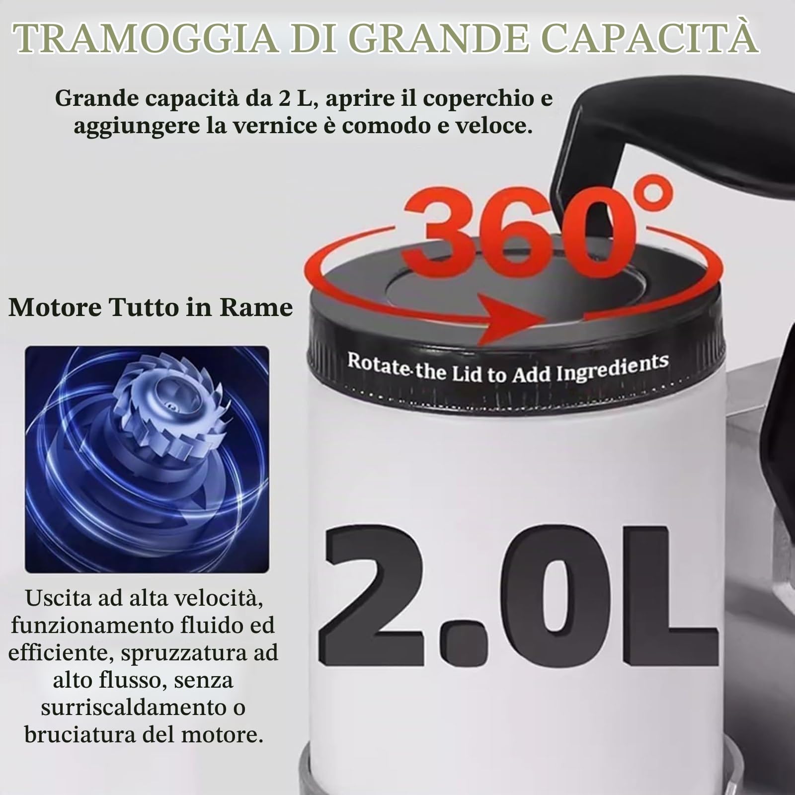 Pistola Airless Professionale 1600W, Verniciatore A Spruzzo, Portata 2500 Ml/min, con Tubo da 5 M, Macchina per Spruzzatura di Vernice Tre velocità Regolabili