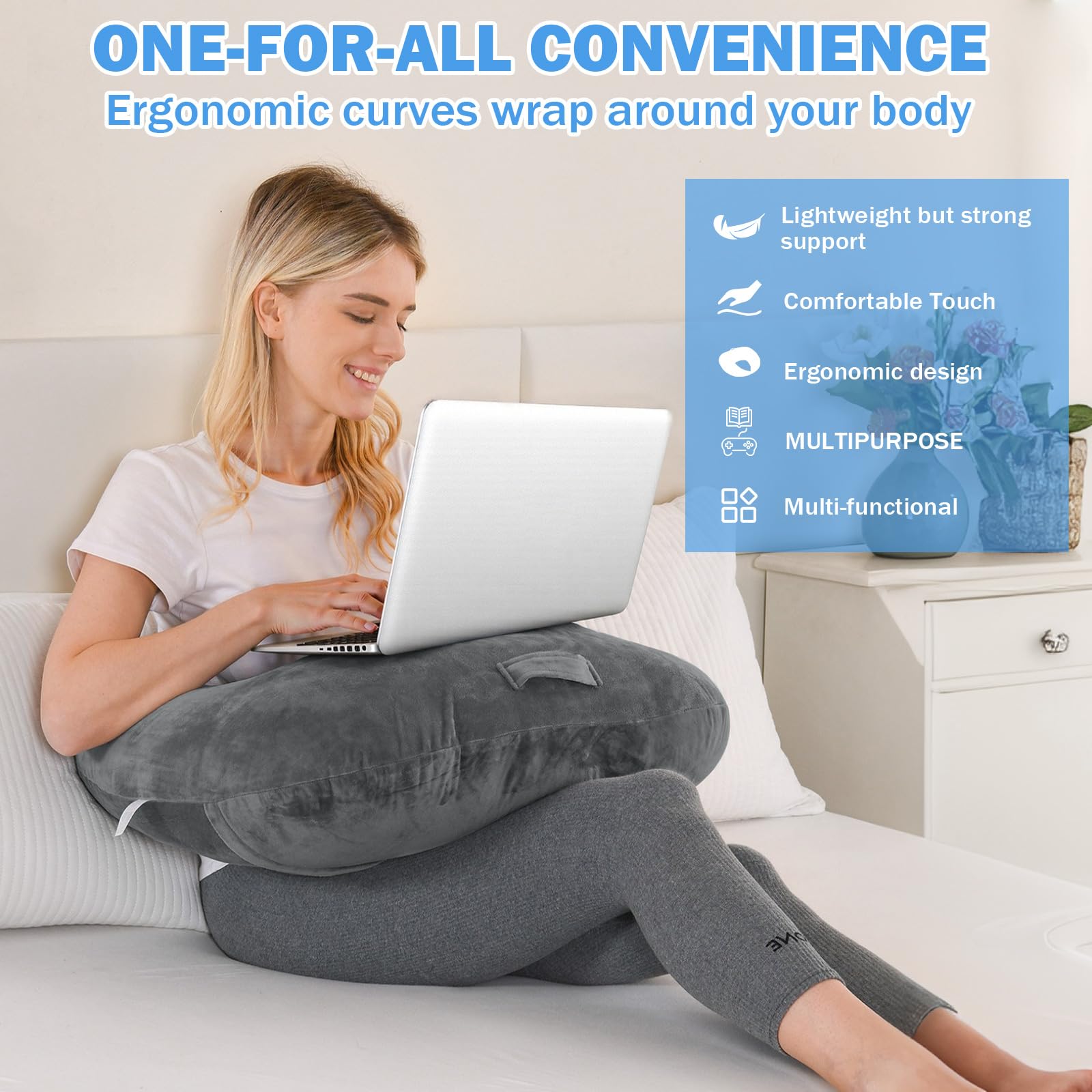 Mingfuxin Reading Pillow for Gaming Arm Lap Support Gaming Pillows with Elbow Rest for Adults & Kids Sitting in Bed Sofa Floor - Image 4