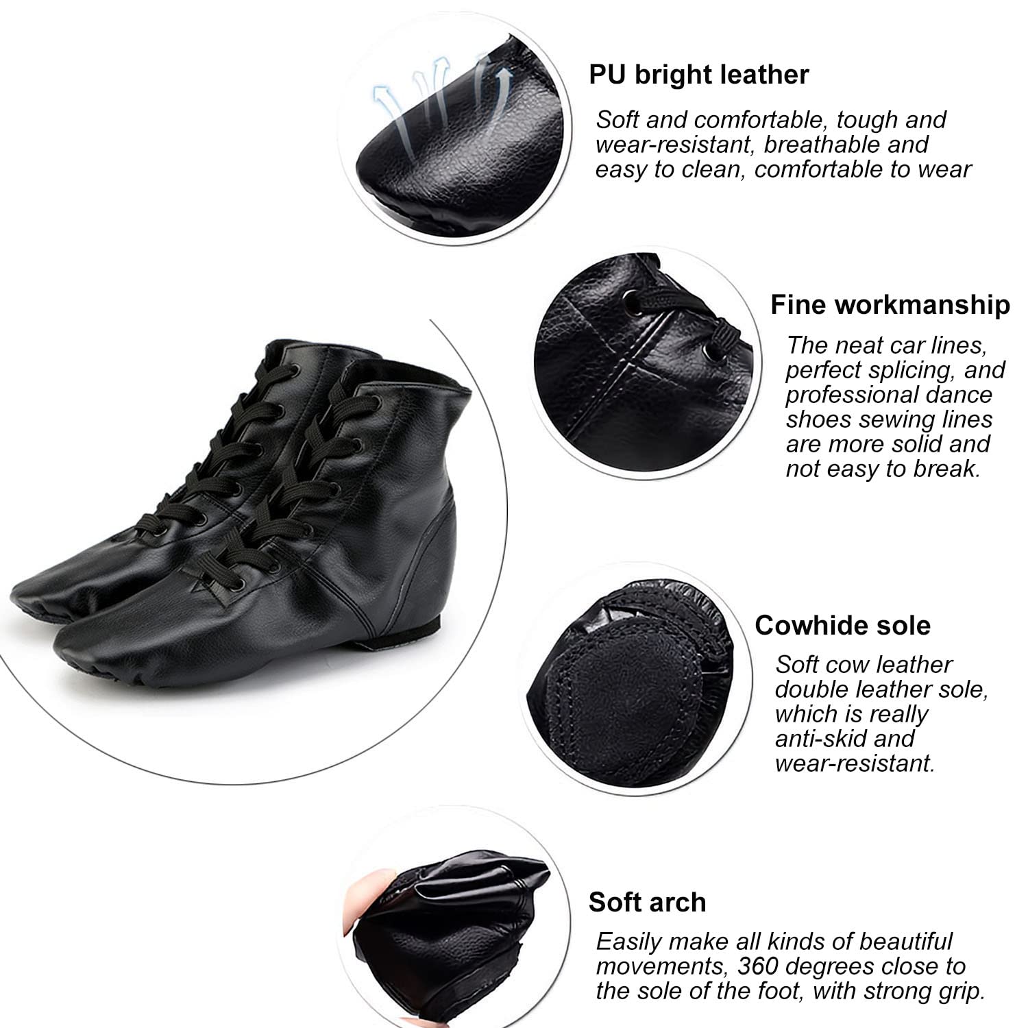 Zapatos de Ballet Zapatillas Danza PU Cuero Comodos Adultos Zapatillas Baile Moderno Salon Jazz Gimnasia para Mujer