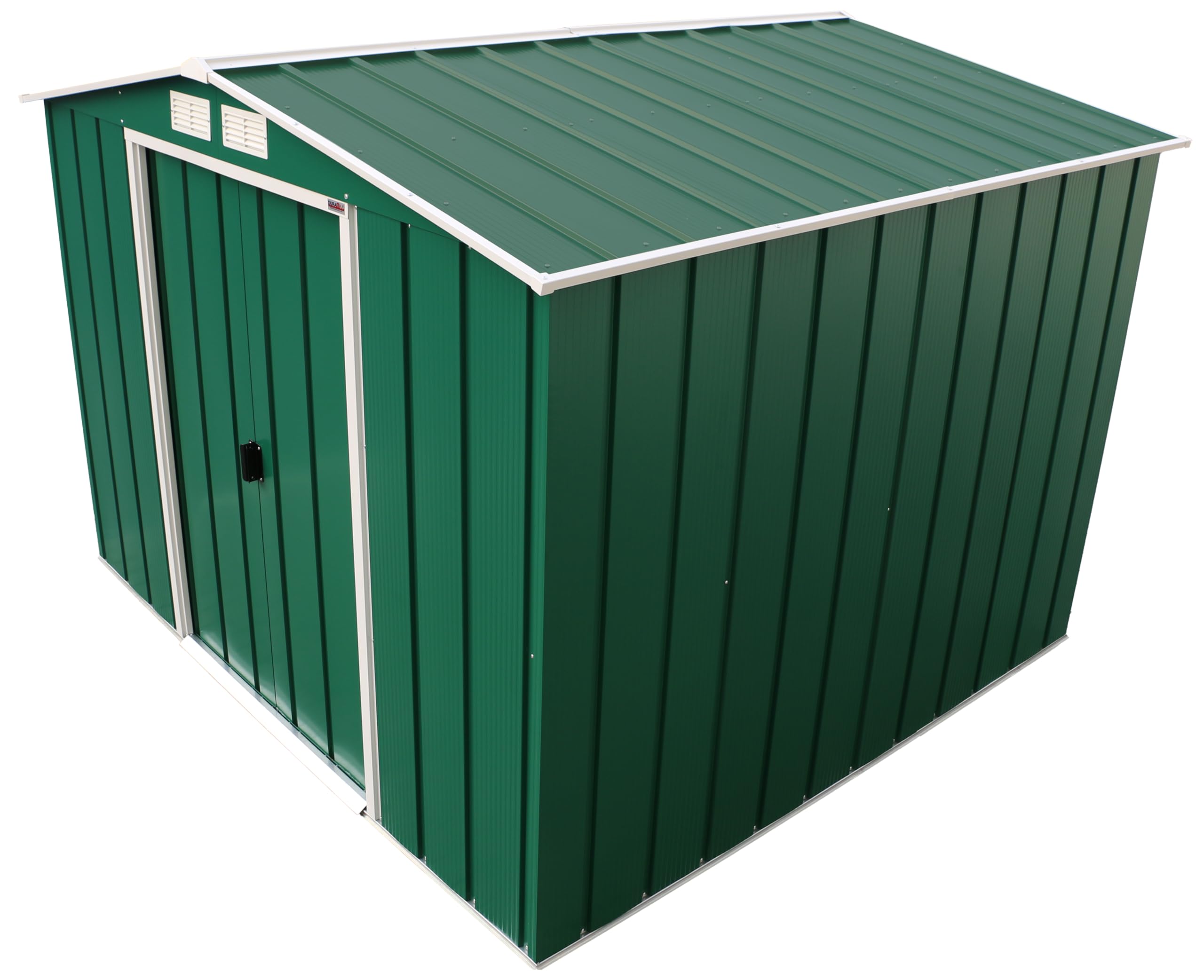 Duramax ECO 8 x 8 (5.89 m²) Metallgerätehaus, feuerverzinktes Metall gerätehaus - Geräteschuppen, verstärkte Dachkonstruktion, wartungsfreier und wetterfester Metallschuppen, Grün