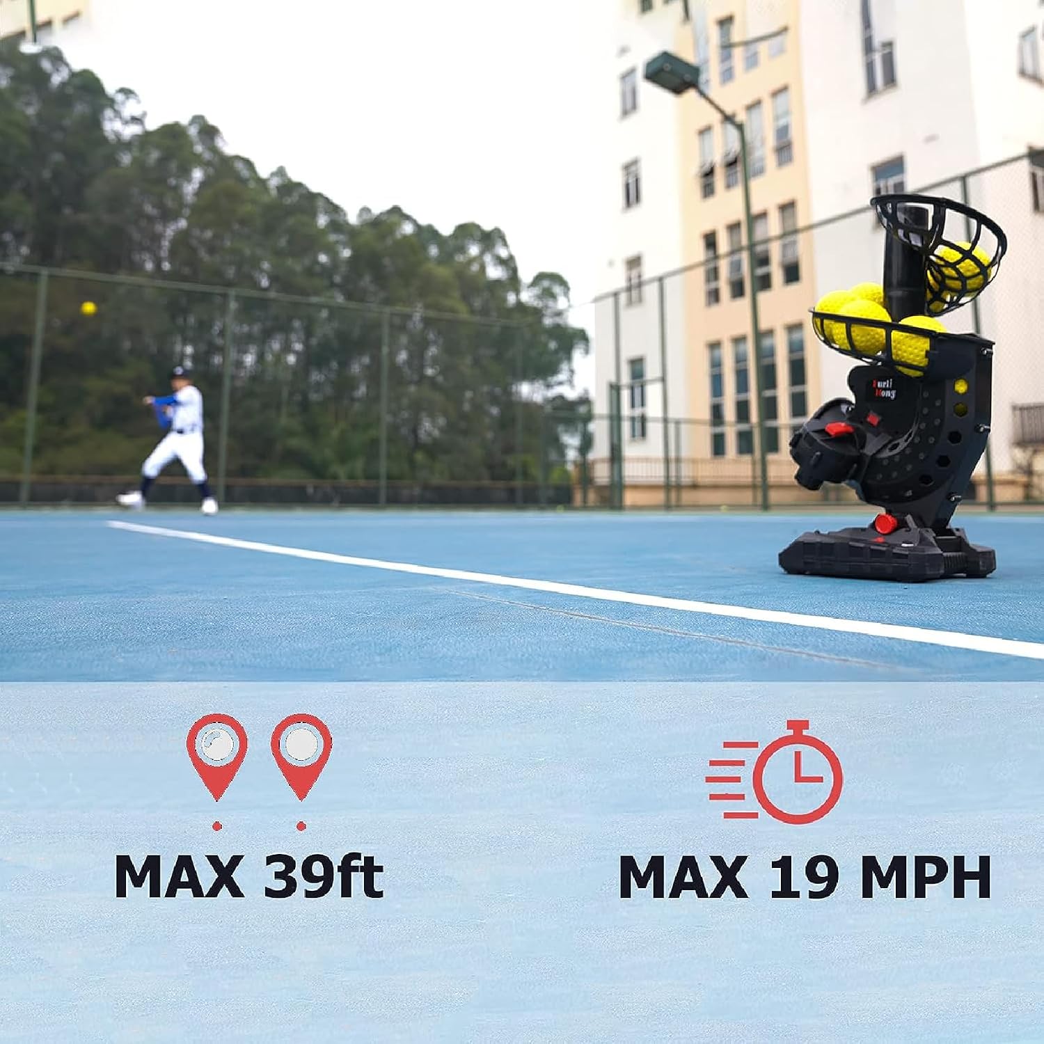 Baseball Pitching Machine Baseball Hitting Practice Machine Various Curves Baseball Thrower 4 Adjustable Angles for Batting and Fielding Practice of Low Level