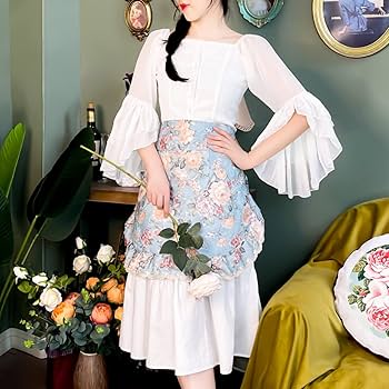 Amazon.co.jp: JCHJ 花柄 サロンエプロン 防水 フリル レース