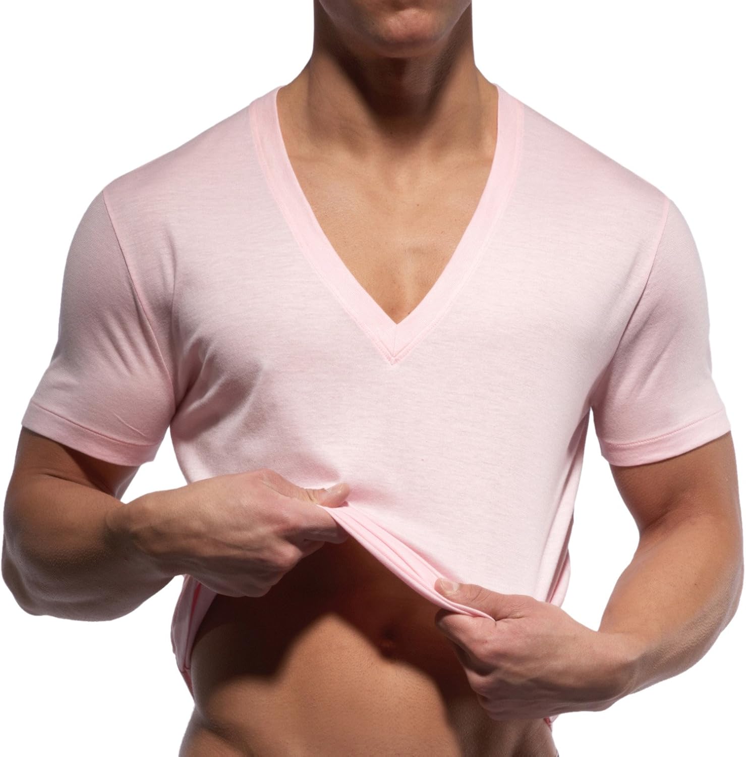CIN2 Men's Prime Crew Vee,Pink,Large at Amazon Men’s Clothing store
