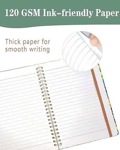 Miniatura 4 de Cuaderno de diario en espiral, tamaño A5, bonitos cuadernos para mujeres y hombres, cuaderno de tapa dura con rayas universitarias para trabajo y