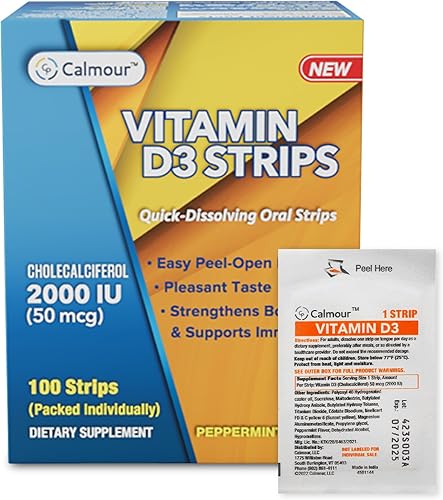 Paquete de 10 tiras de vitamina D3, 2000 UI disolvibles orales D3, sabor a menta que se derrite en tu lengua en 30 segundos, aumenta la inmunidad y