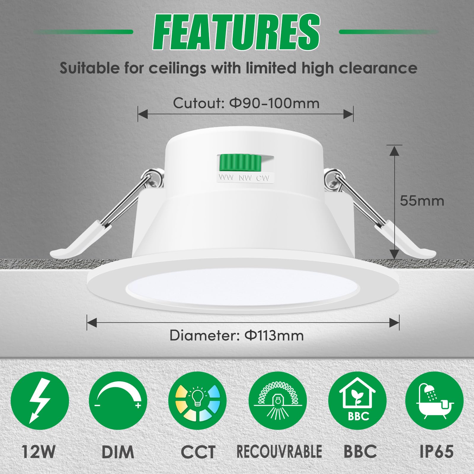 Inbouwspot wit incl. LED 3-staps dimbaar IP65 - Blanca | Lampenlicht