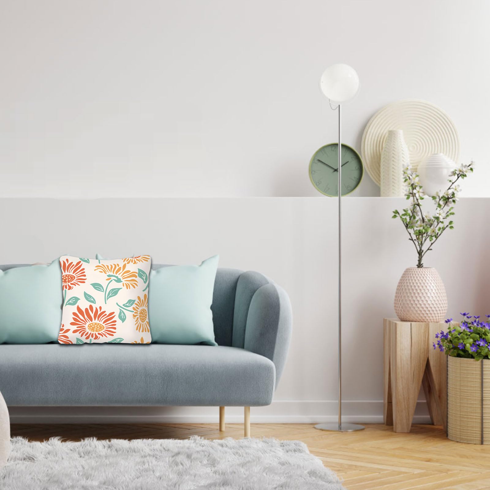 Betadistor Flower Cushion Covers 45 x 45 cm Set of 4 Garden Floral Decorative Throw Pillow Covers Polyester Linen Pillowcases for Sofa Garden Patio Summer Decor Flowers - Image 4