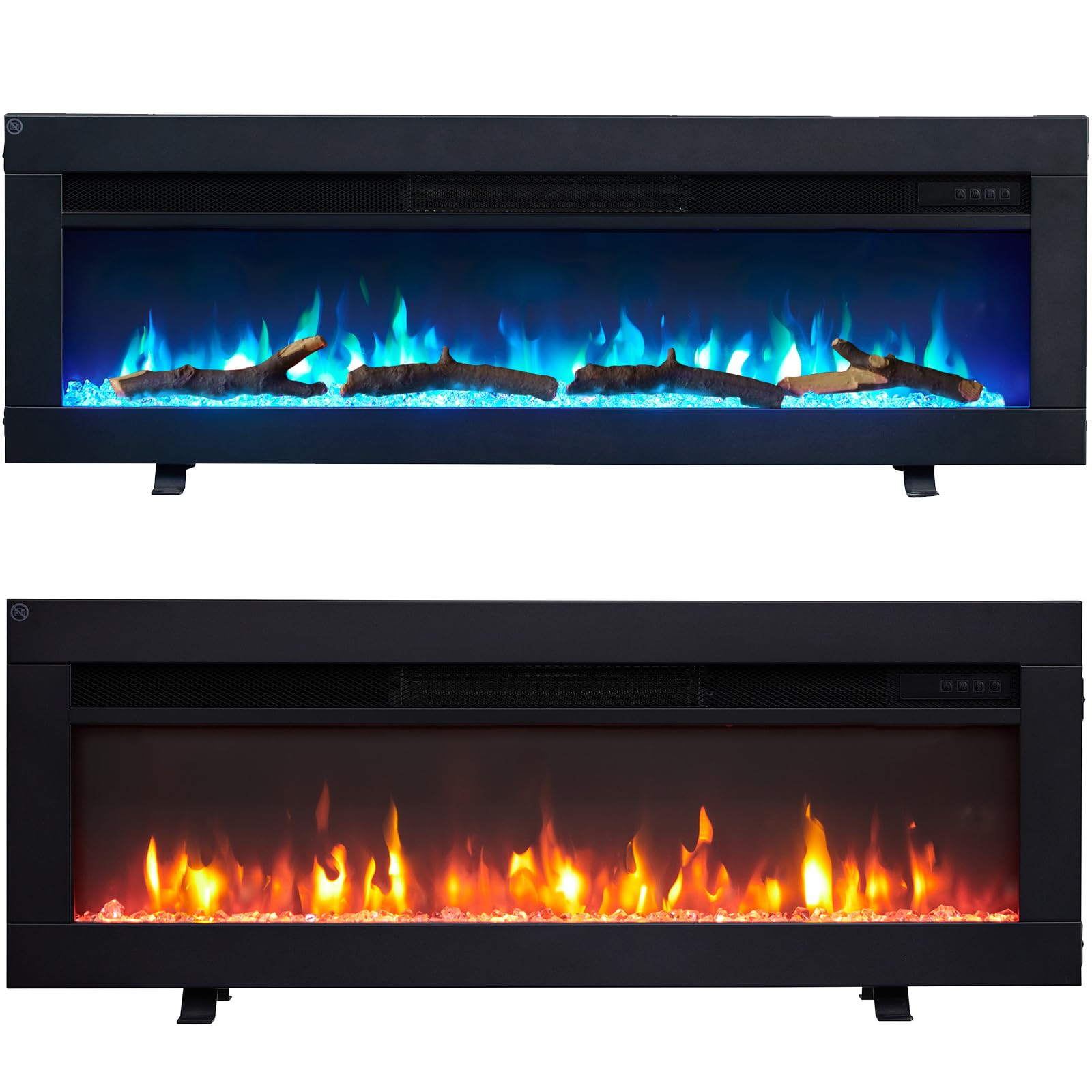 Dilton 40"/102cm 3 in 1 Electric Fireplace with logs, Freestanding, Wall Mounted, Recessed, 9 Colour Flame Effect, Media Wall Compatible, 900W - 1800W Heater, Remote Control