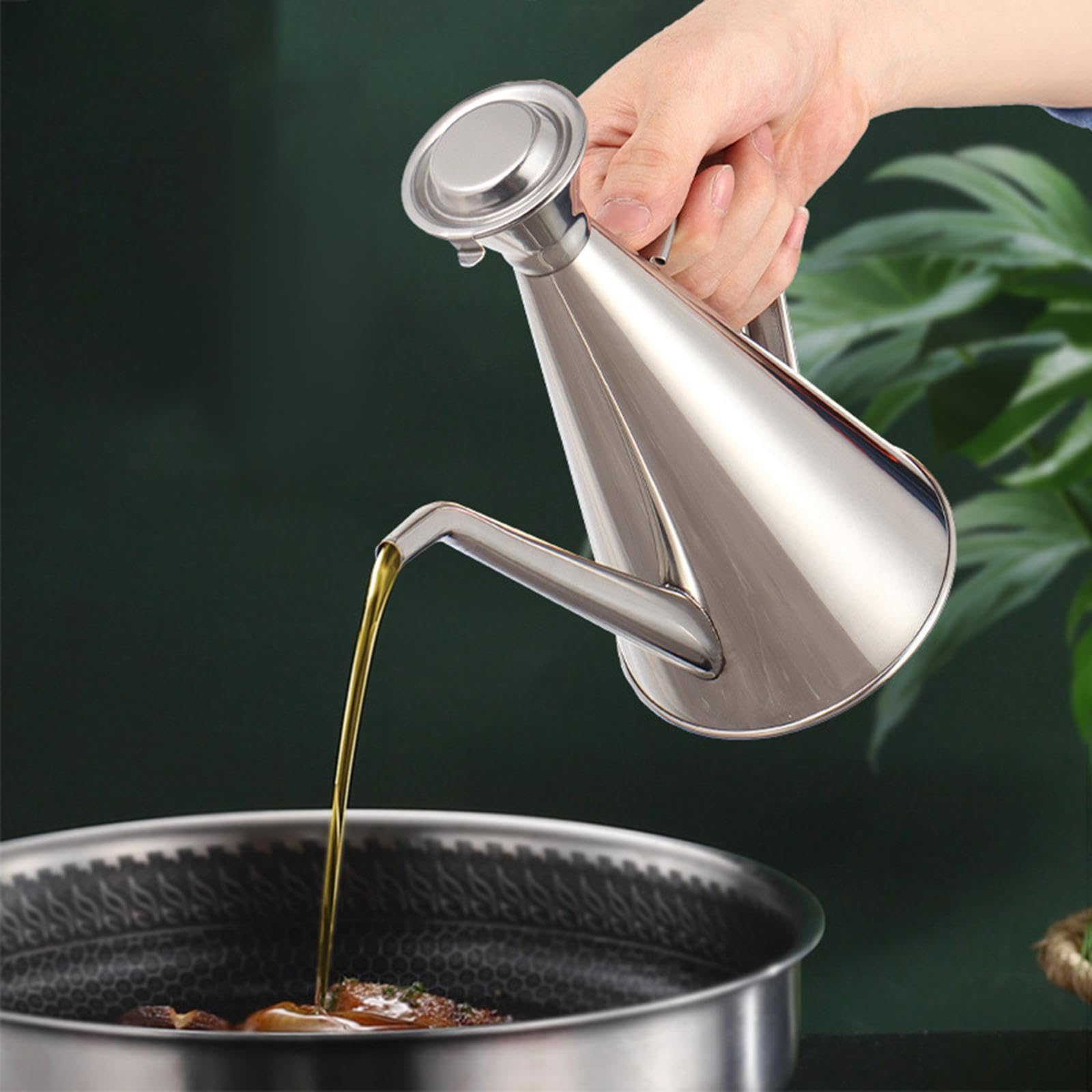 Homyl Aceitera Recipiente de Acero Inoxidable Bote para Almacenamiento de Aceite Dispensador de Líquidos Envase de Vinagre con Tapa Resistente a La Oxidació, 0.25 litros